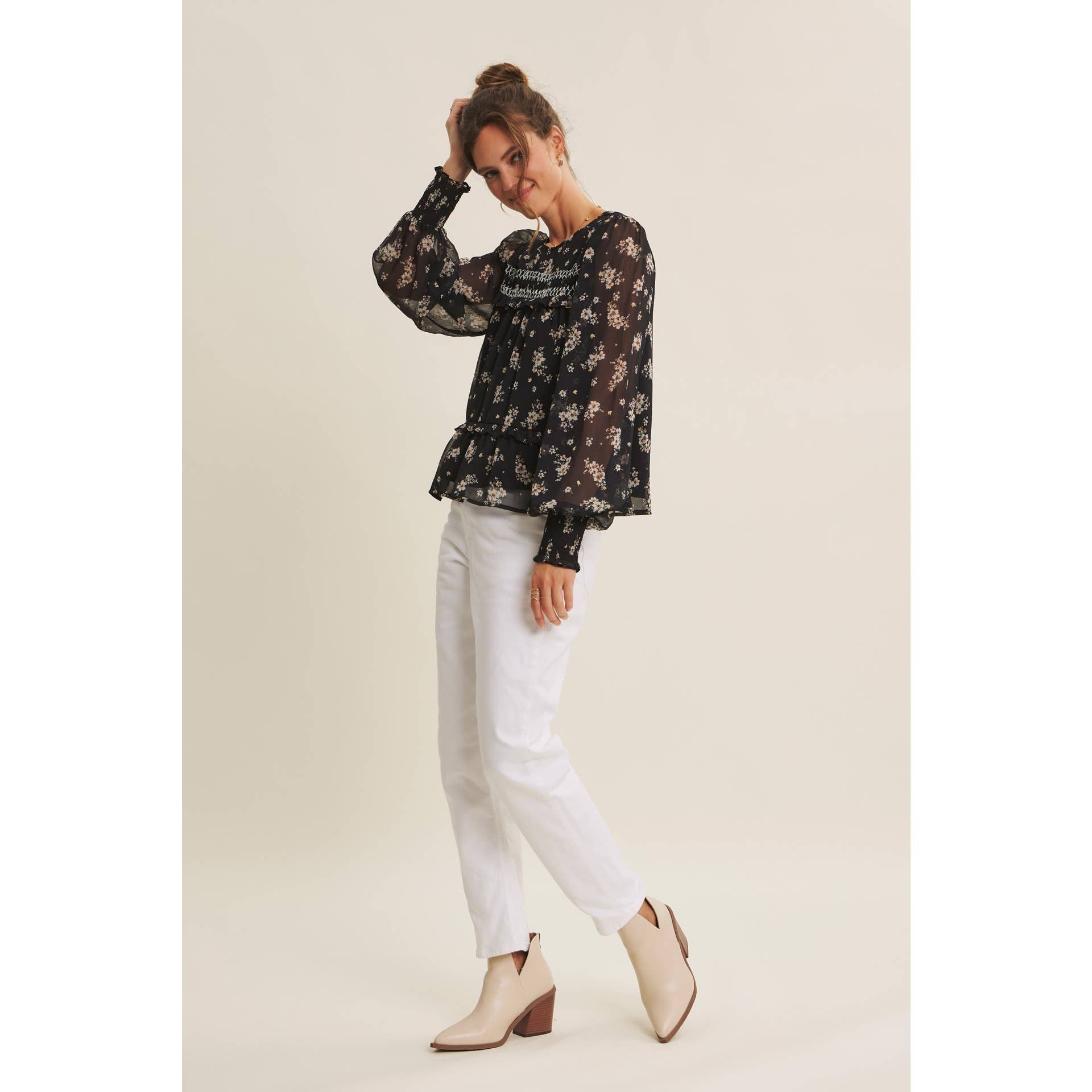 Jaime Smocked Floral Blouse