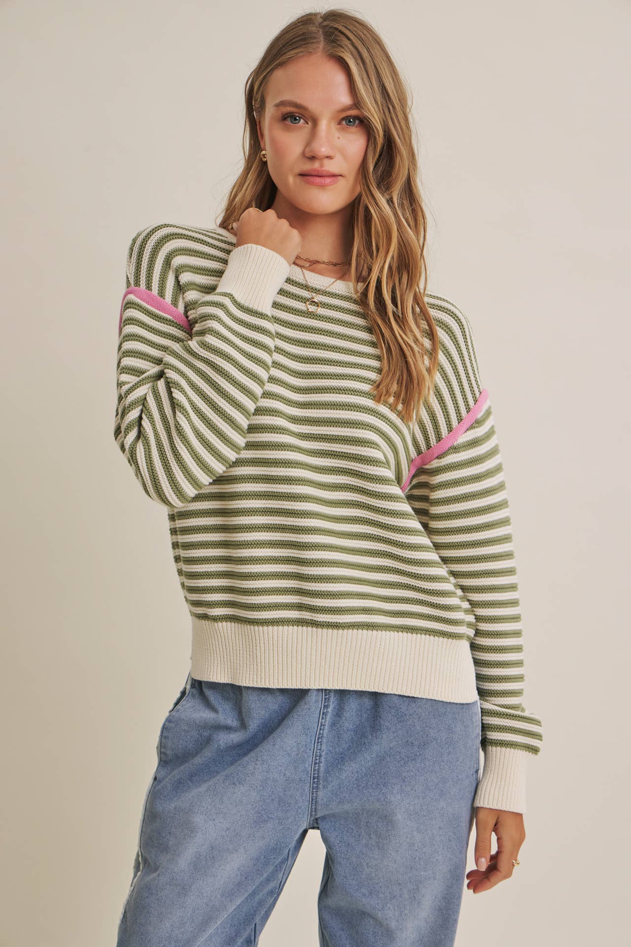 Jade Cotton Striped Sweater
