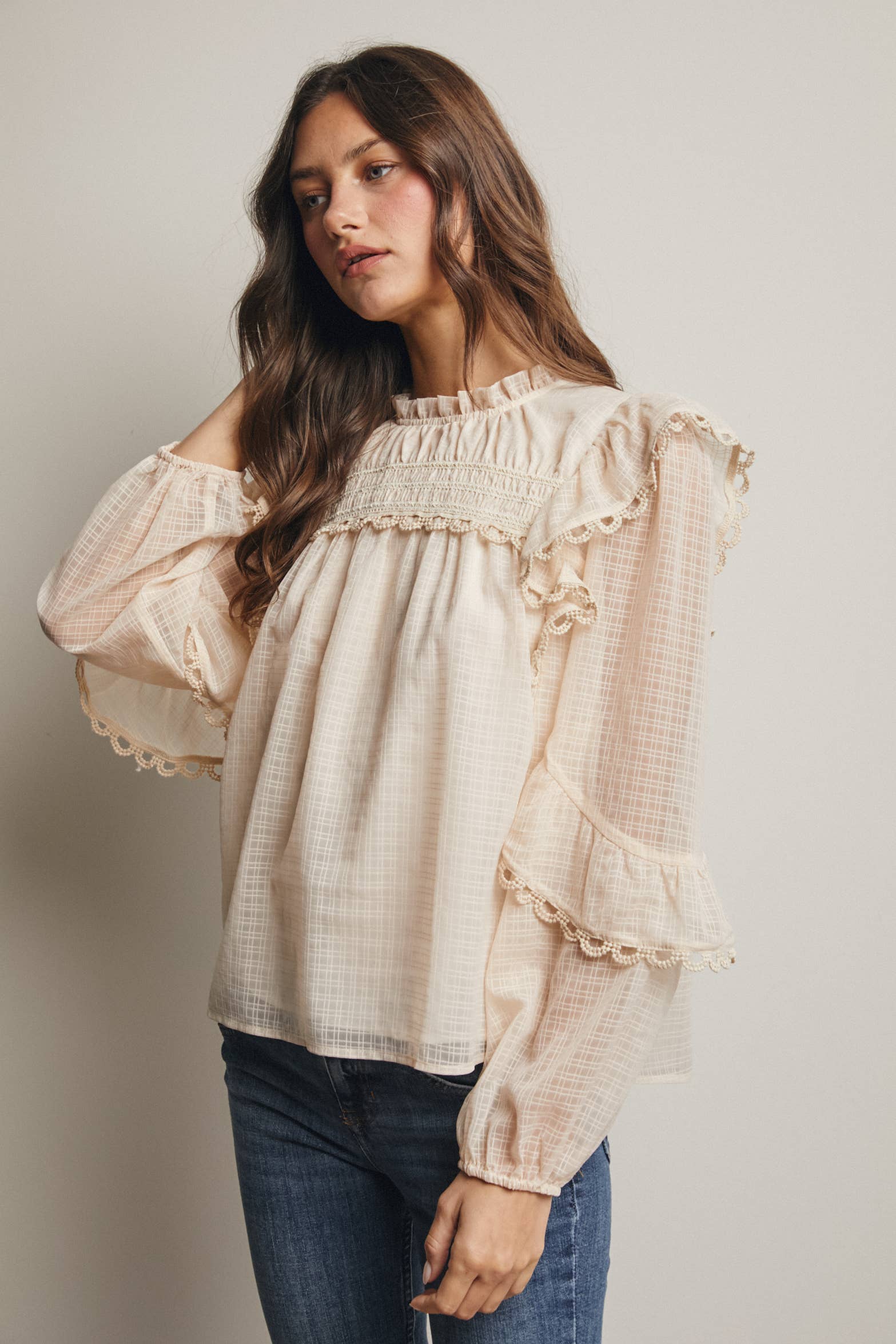 Hattie Lace Trim Blouse