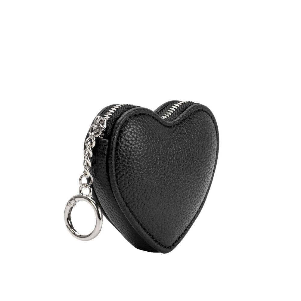 Puffy Heart Black Coin Purse Charm