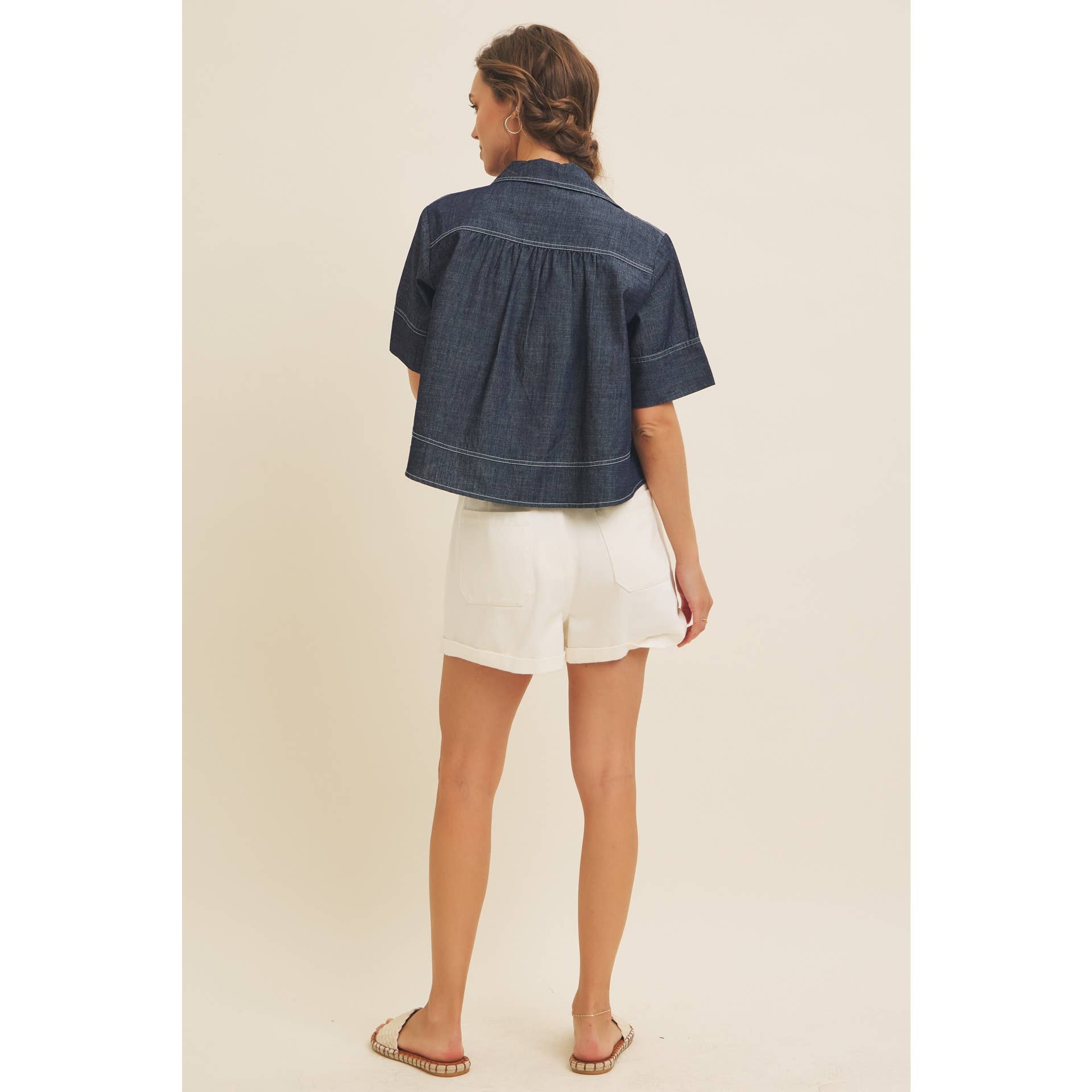 Maeve Washed Denim Top