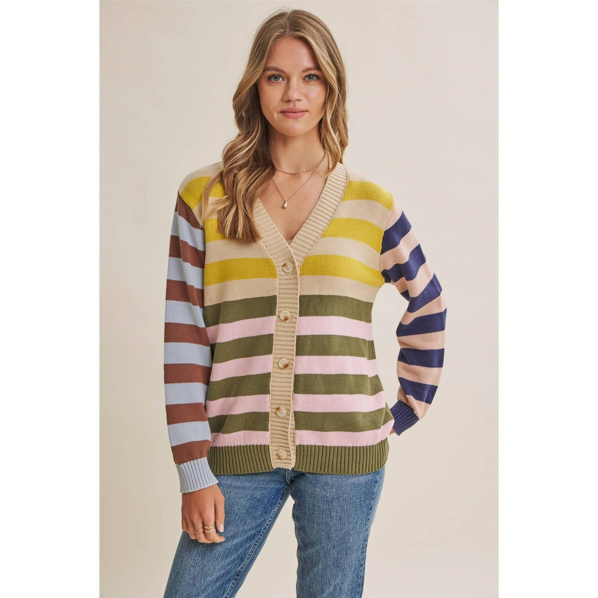 Sally Colorblock Striped Cardigan