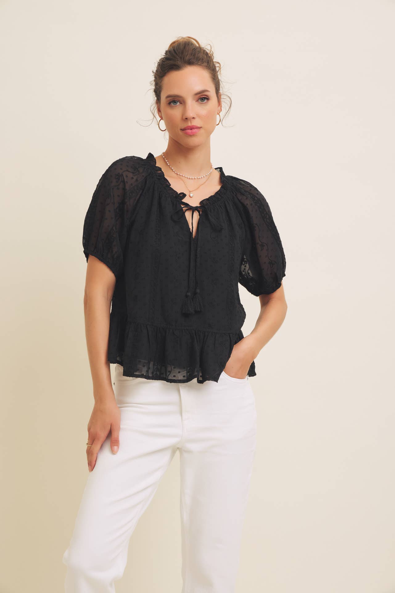 Alicia Embroidered Chiffon Top