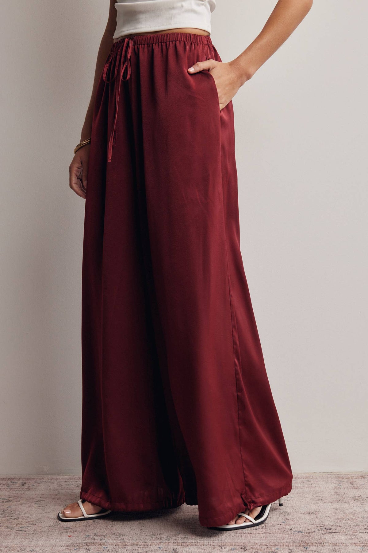 Claudia Wide Leg Tie Hem Pants