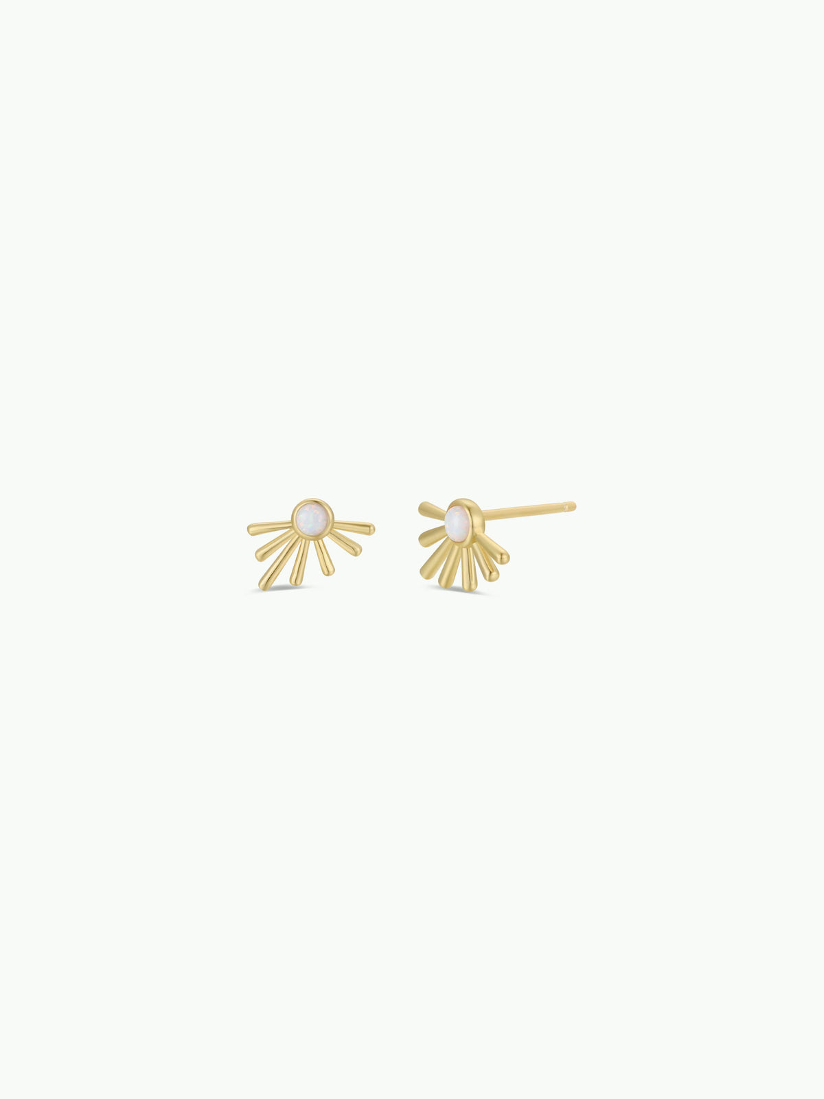 Gold White Opal Sun Ray Earrings