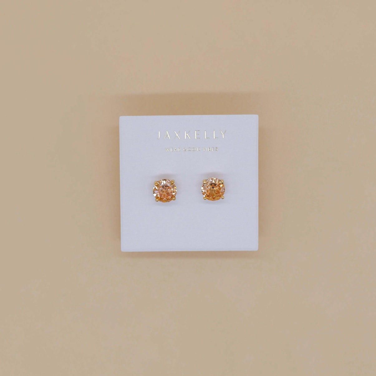 Round Gemstone Gold Earrings