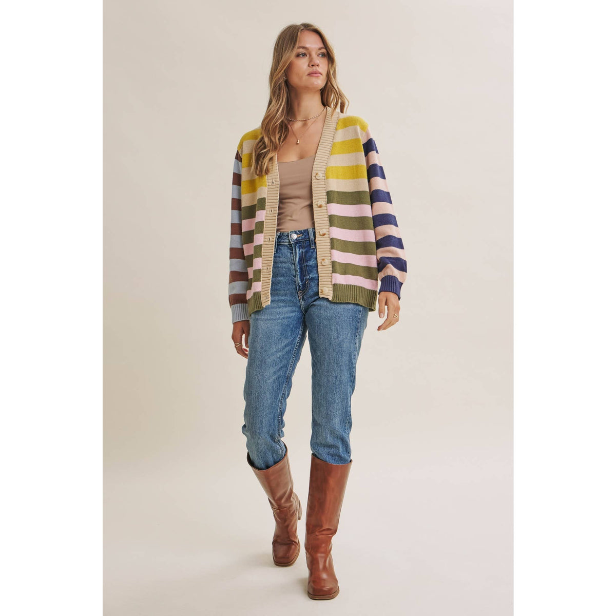 Sally Colorblock Striped Cardigan