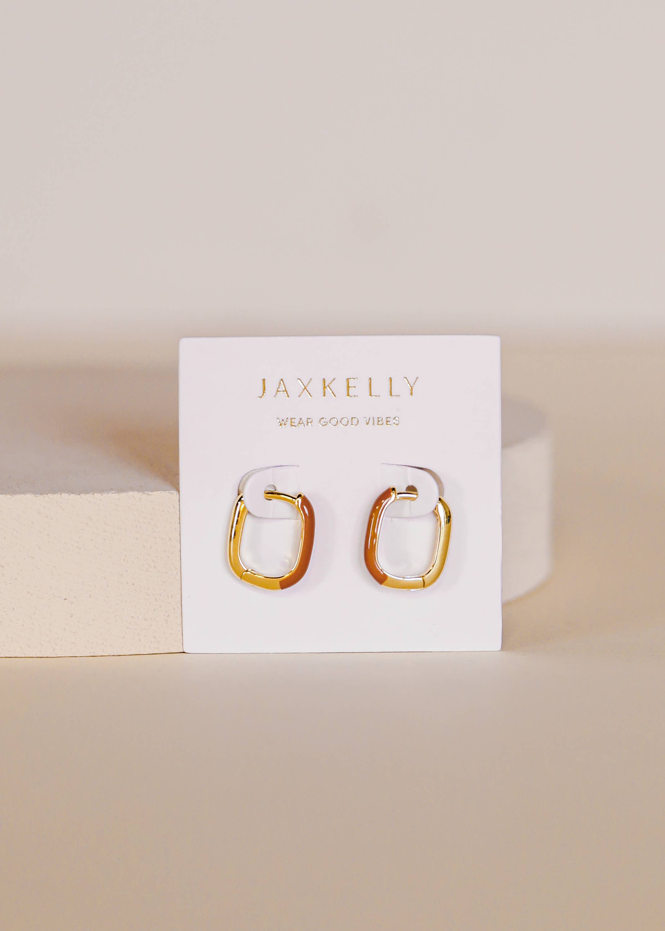 Color Dipped Rectangle Hoop Earrings