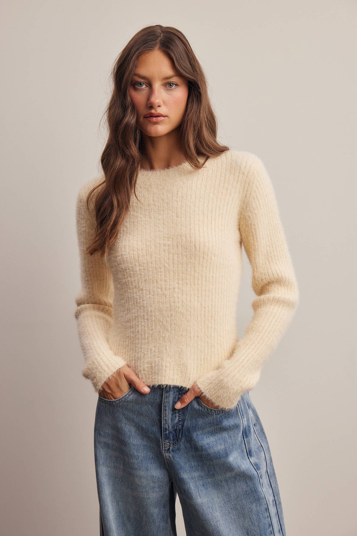 Brielle Brushed Rib Knit Sweater