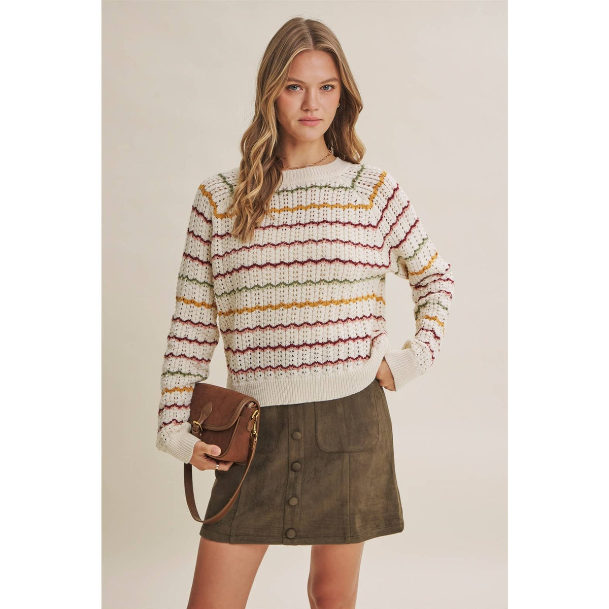 Clover Scallop Stripe Sweater