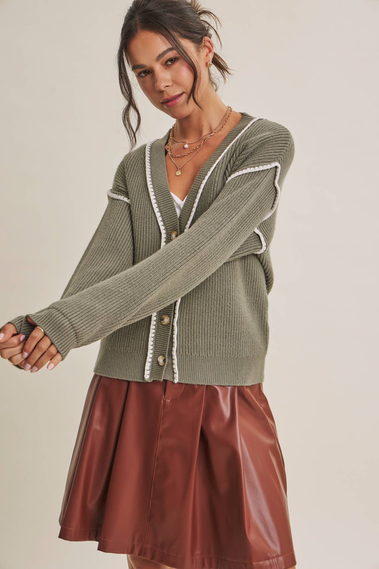 Marley Contrast Stitch Cardigan