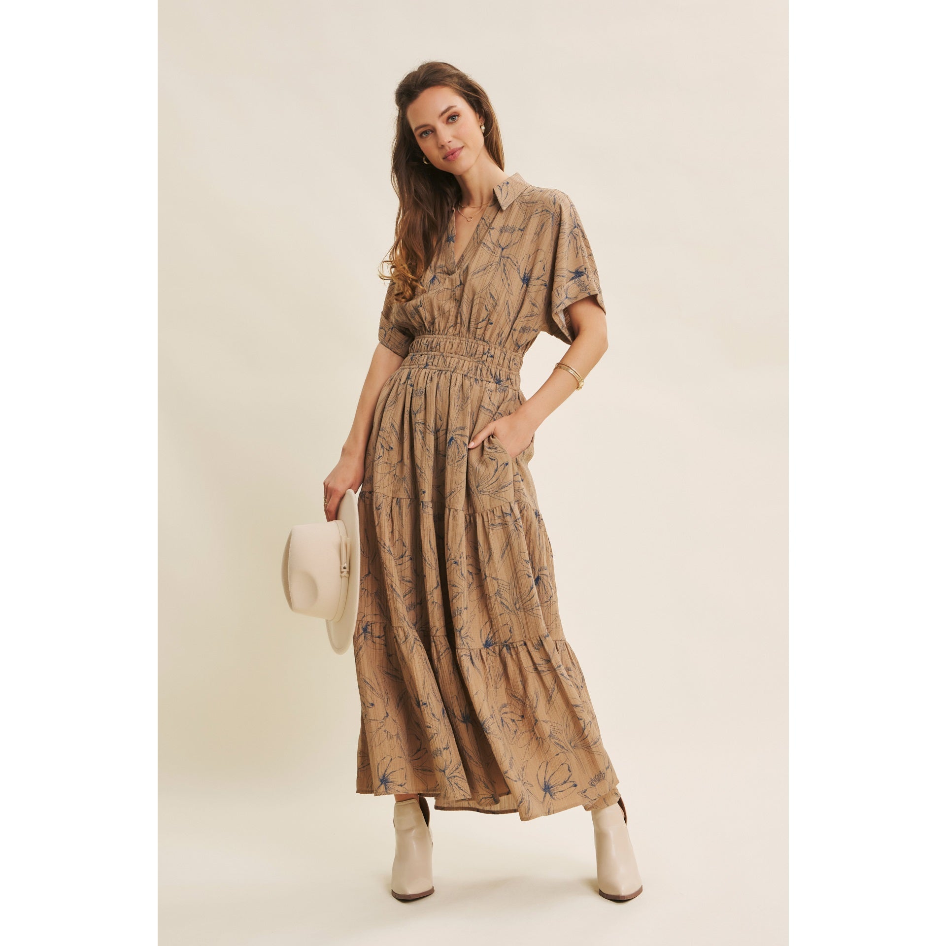 Carmen Dolman Sleeve Floral Maxi Dress