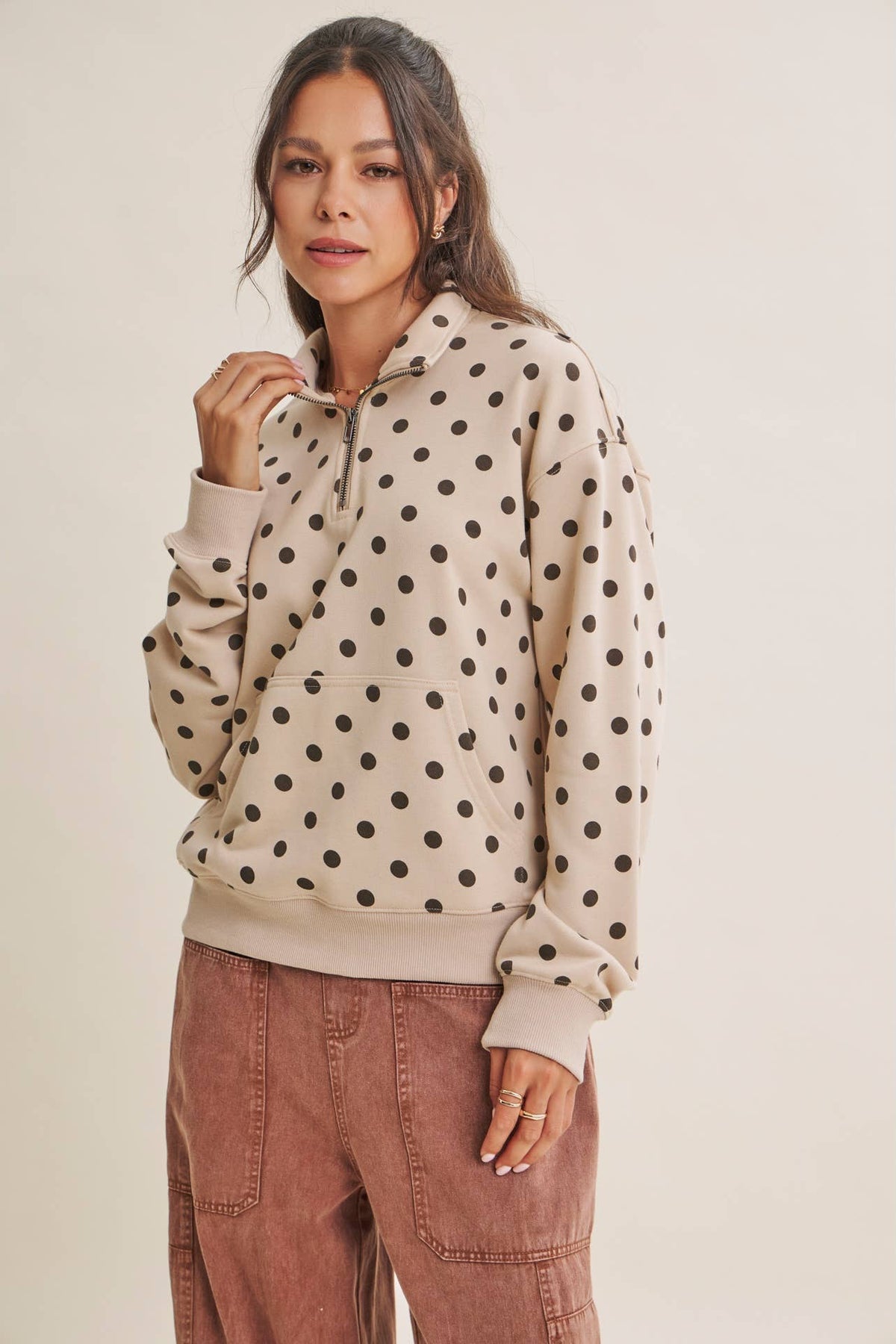 Lennox Polka Dot Half Zip Pullover