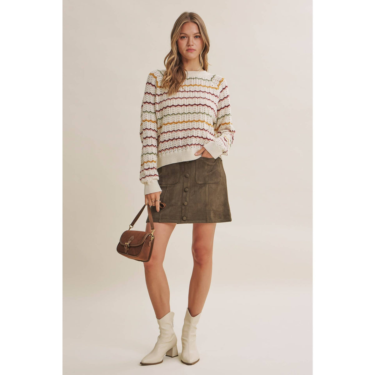 Clover Scallop Stripe Sweater