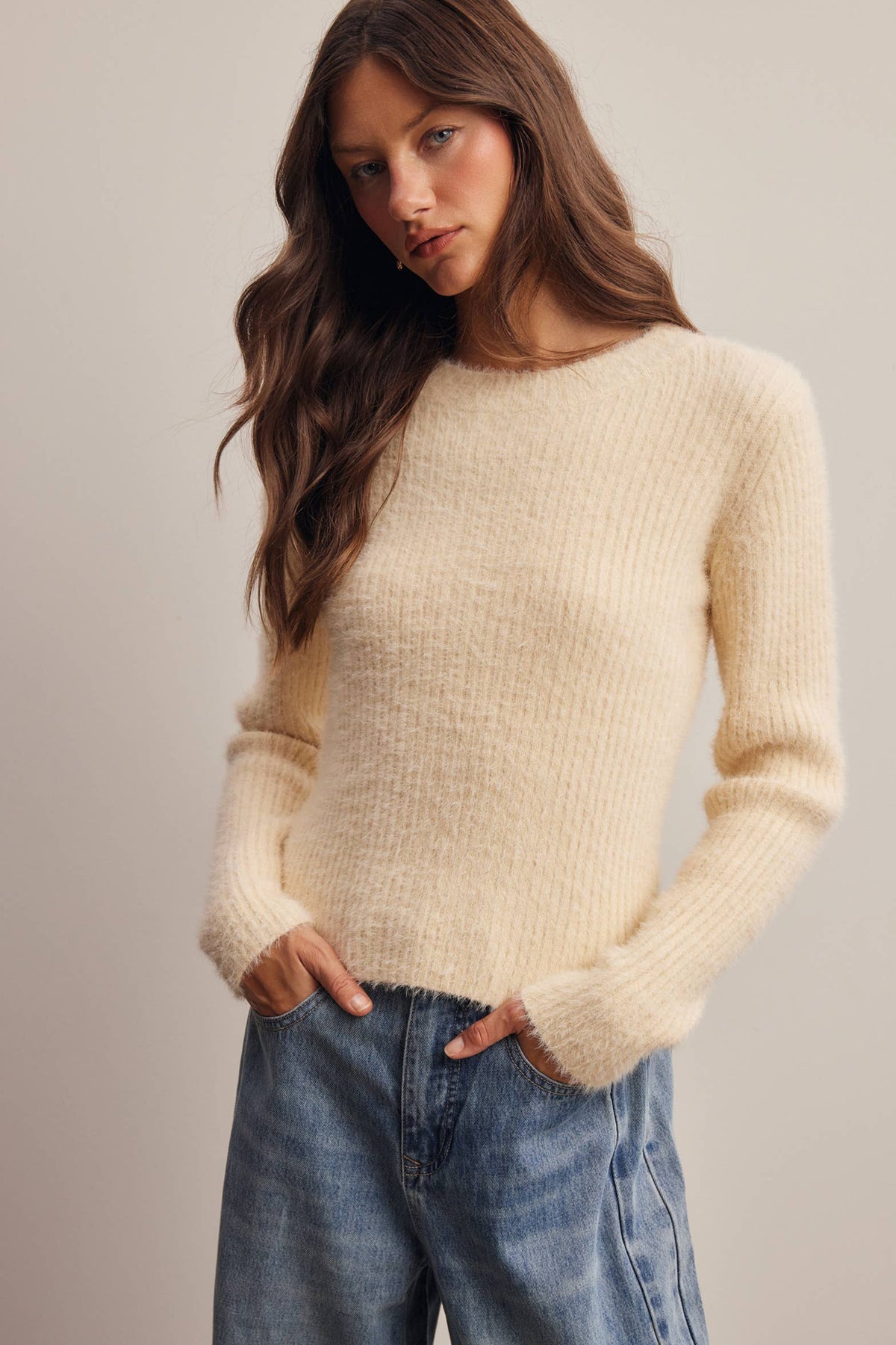 Brielle Brushed Rib Knit Sweater