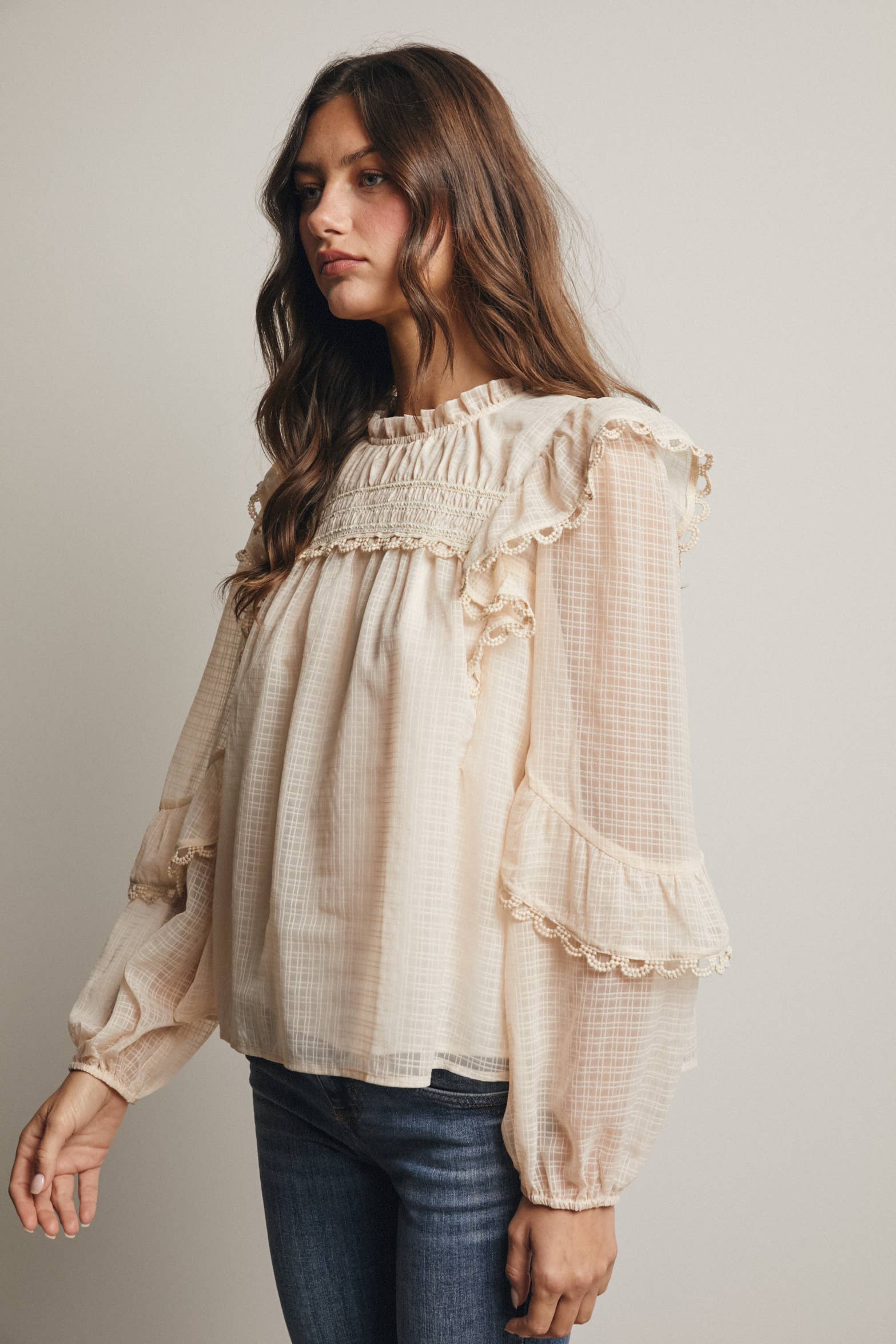 Hattie Lace Trim Blouse