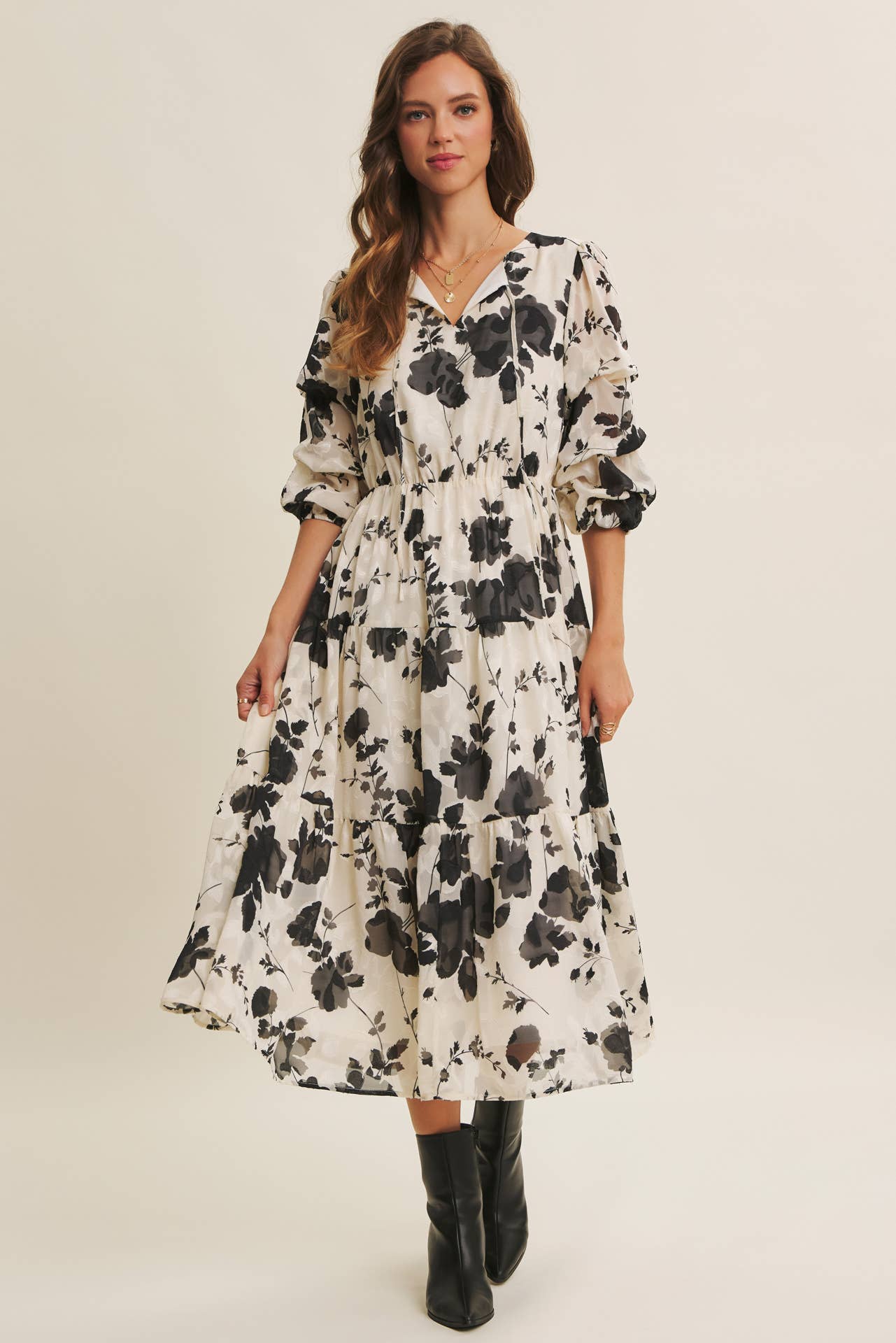 Lauren Jacquard Floral Maxi Dress