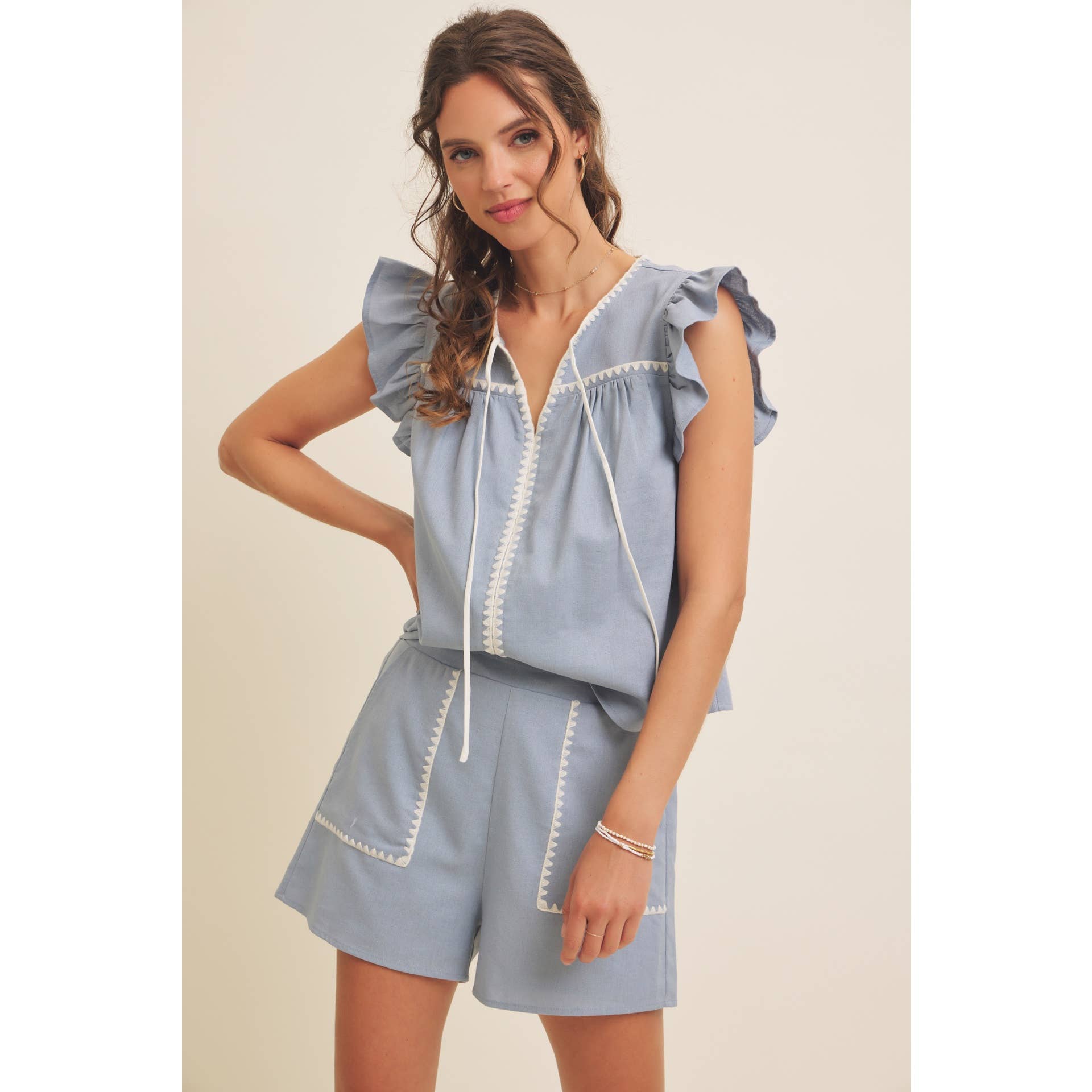 Riley Embroidered Linen Shorts