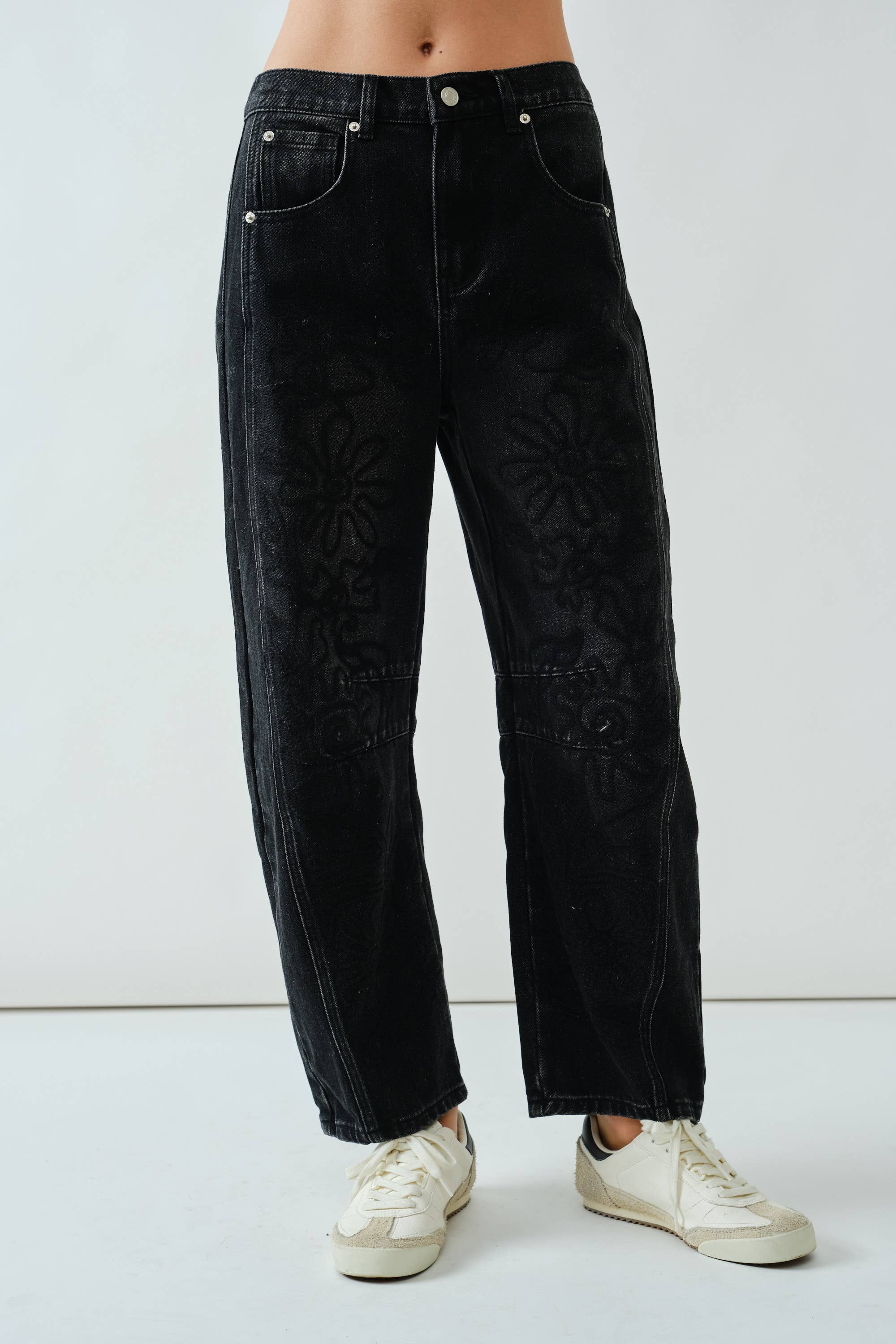 Norah Embroidered Barrel Pants