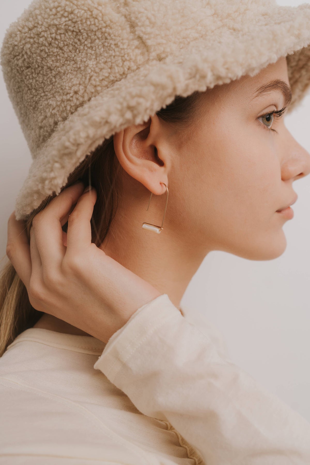 Gold Mother of Pearl Drop Earrings