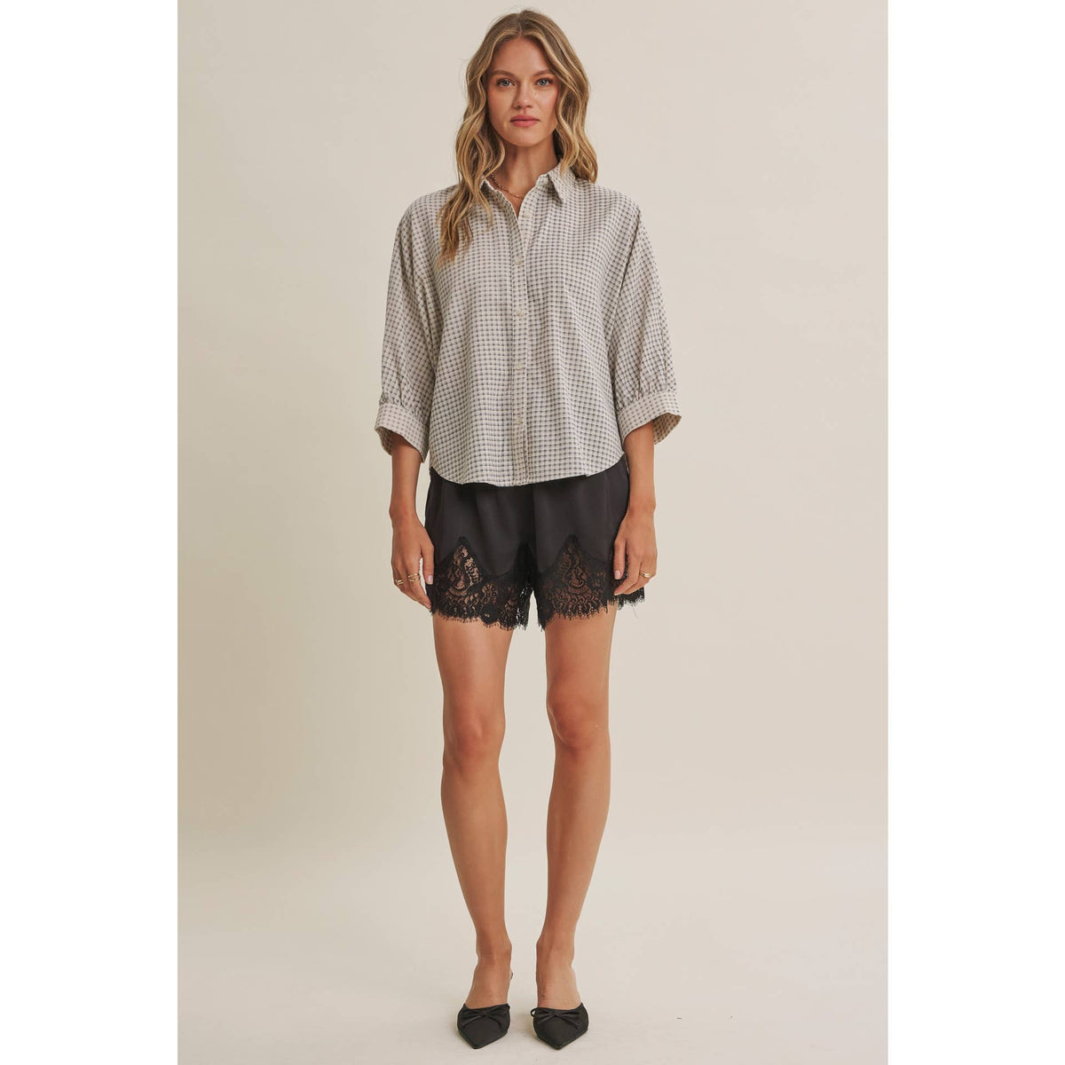 Delta Plaid Dolman Button Down