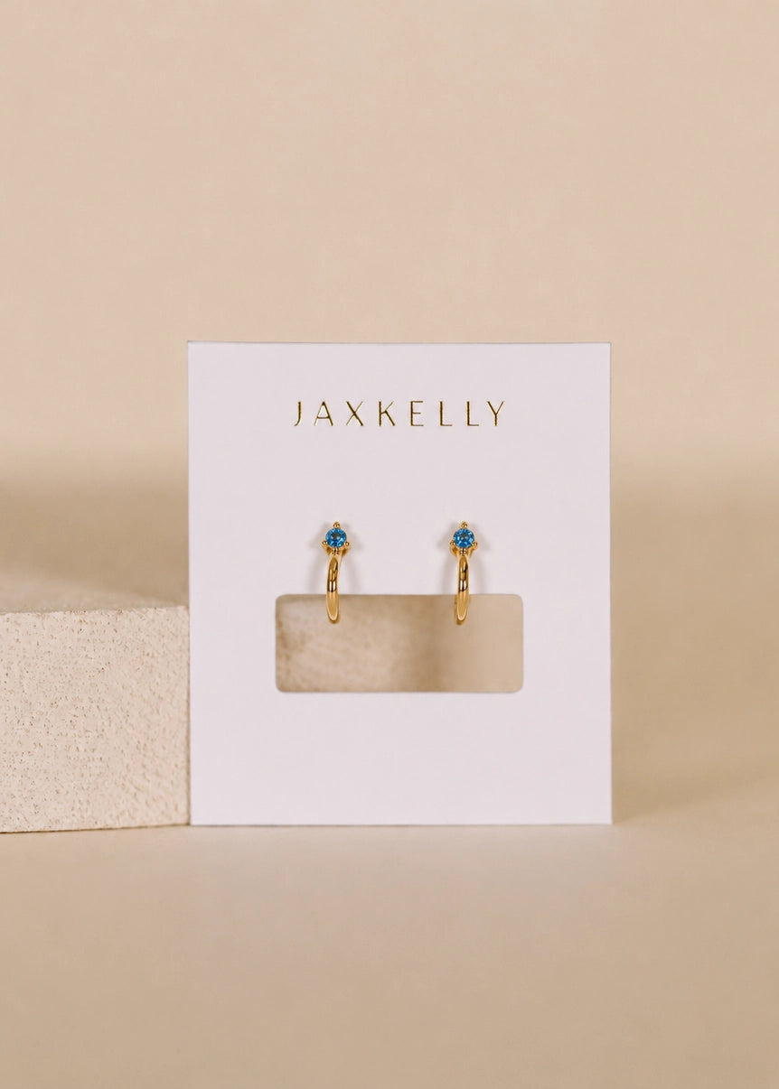 Open CZ Mini Hoop Gold Earrings