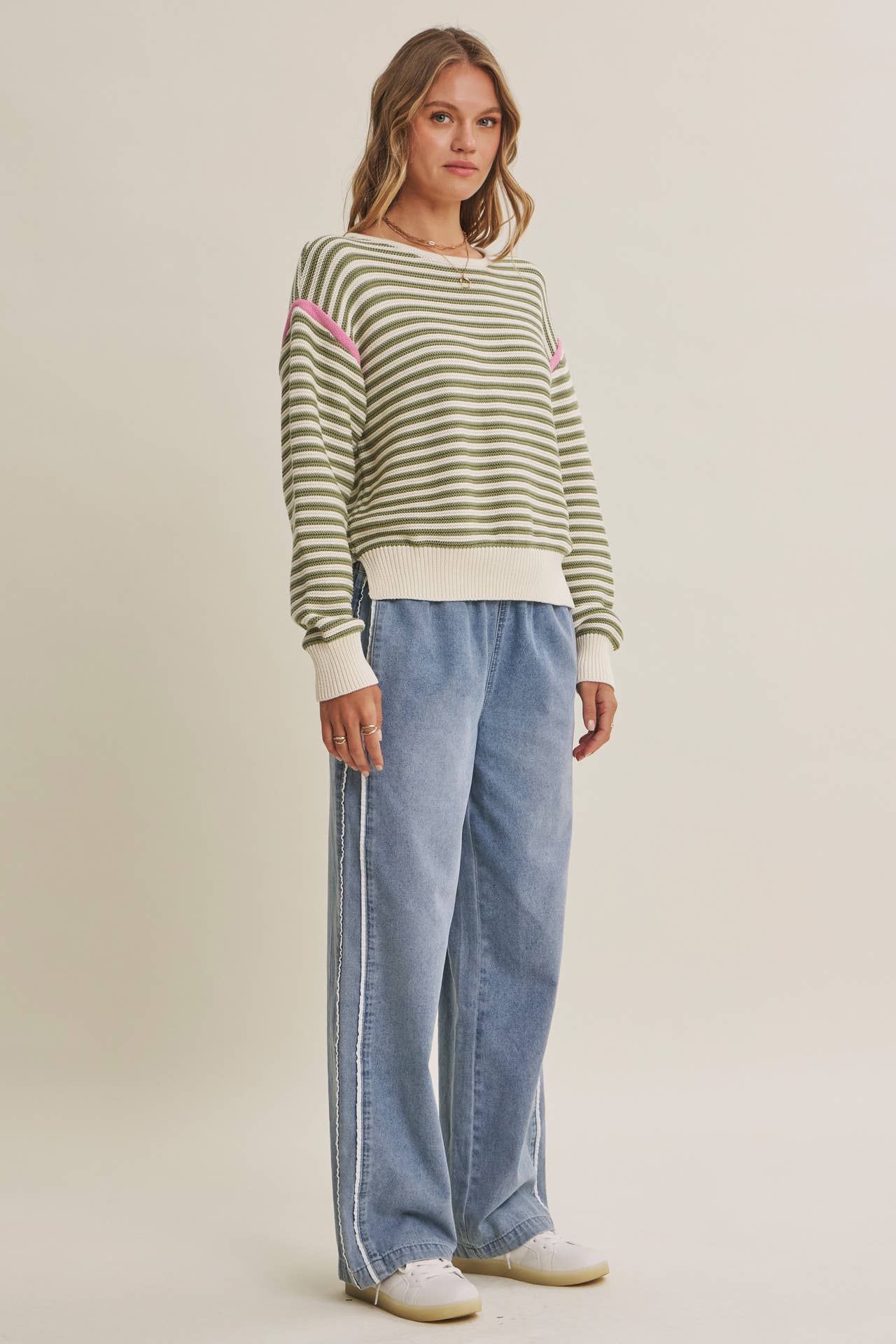 Jade Cotton Striped Sweater