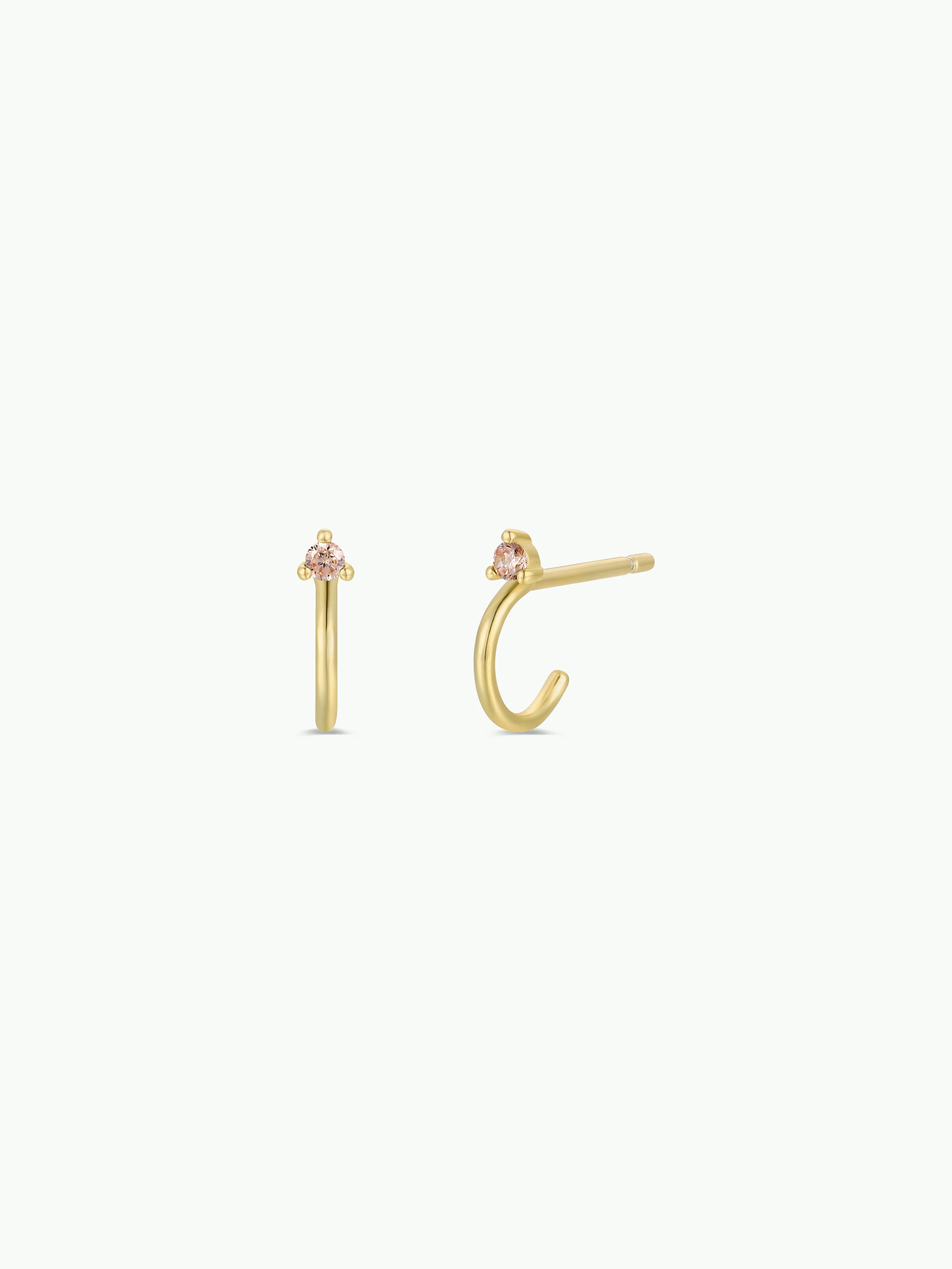 Open CZ Mini Hoop Gold Earrings