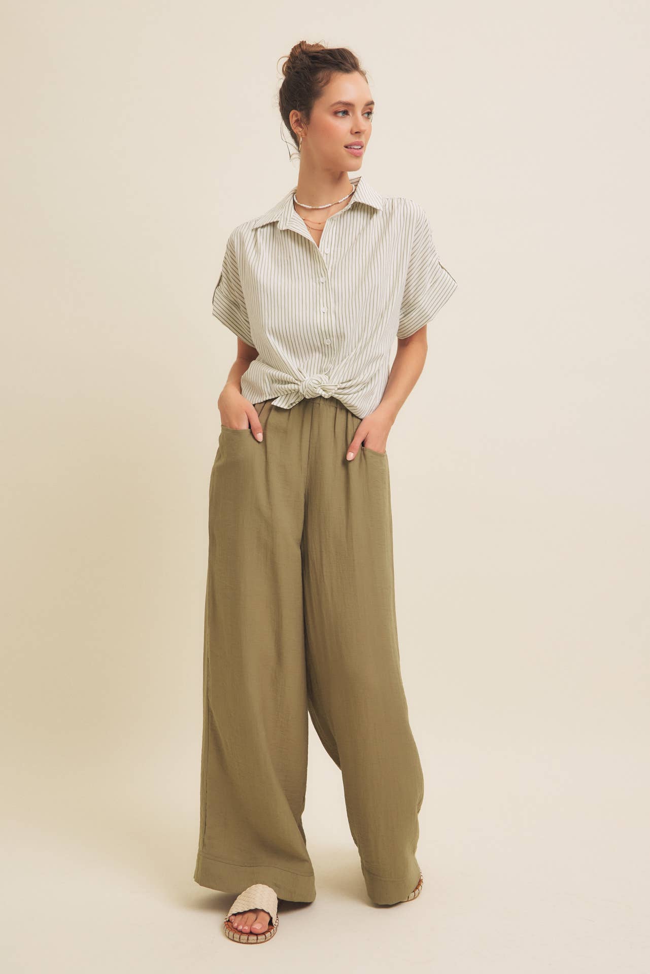 Bethany Linen Blend Wide Leg Pant