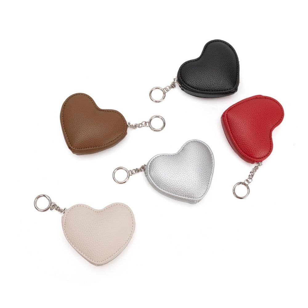 Puffy Heart Black Coin Purse Charm