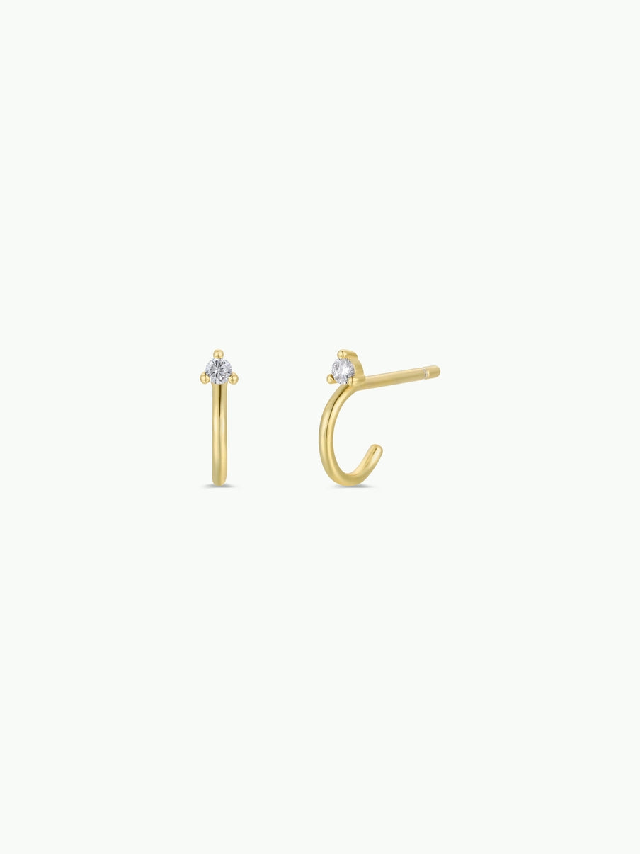 Open CZ Mini Hoop Gold Earrings