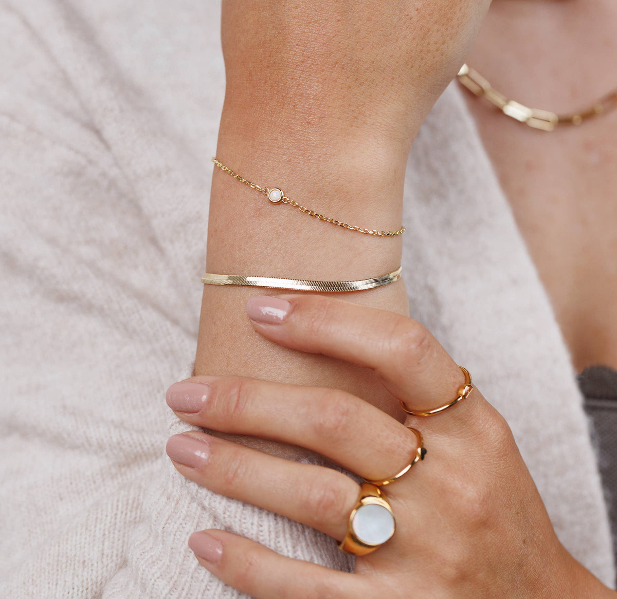 Gold Flat Snake Chain Bracelet