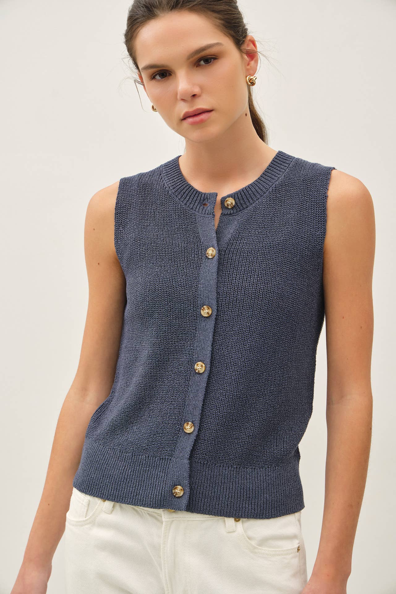 Arianna Button Down Sweater Tank