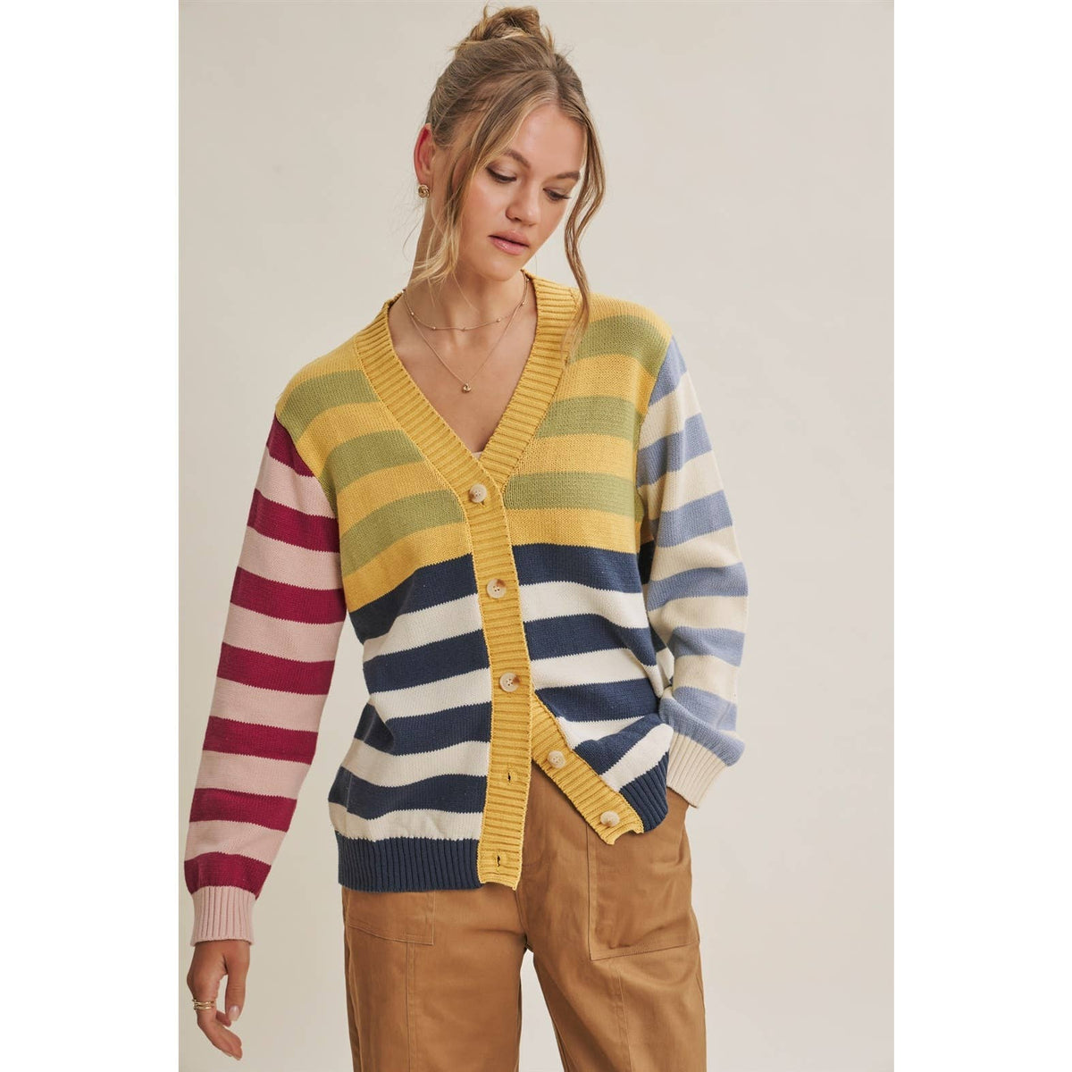 Sally Colorblock Striped Cardigan