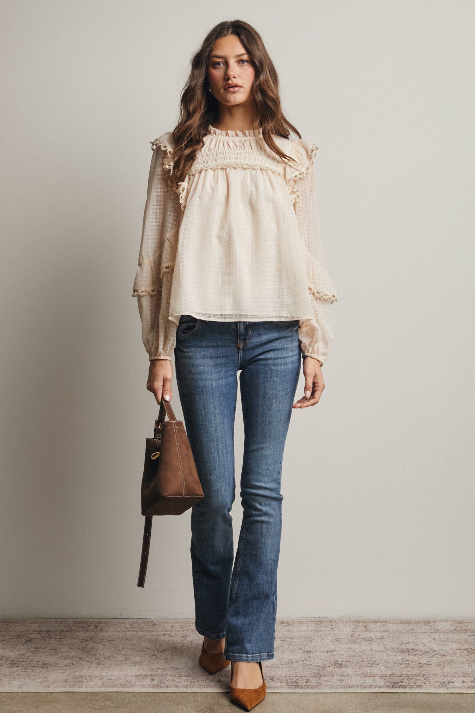 Hattie Lace Trim Blouse