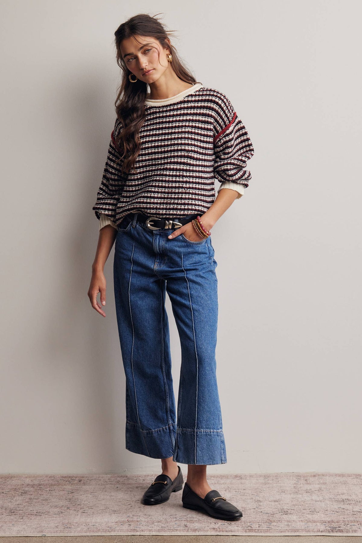 Amelia Striped Textured Sweater