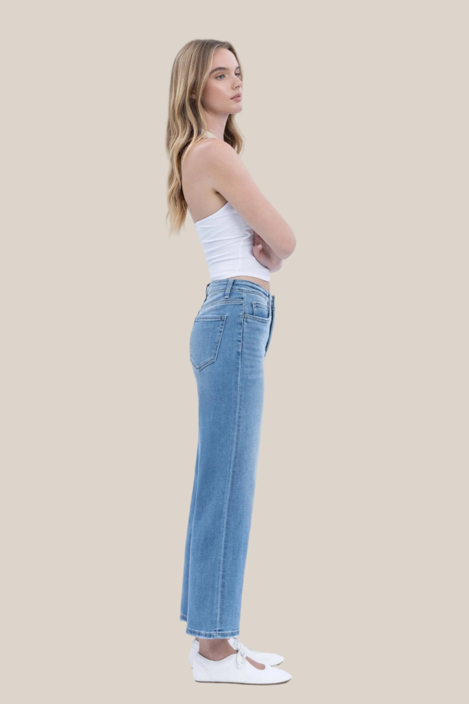 Anna High Rise Cropped Wide Leg Jeans