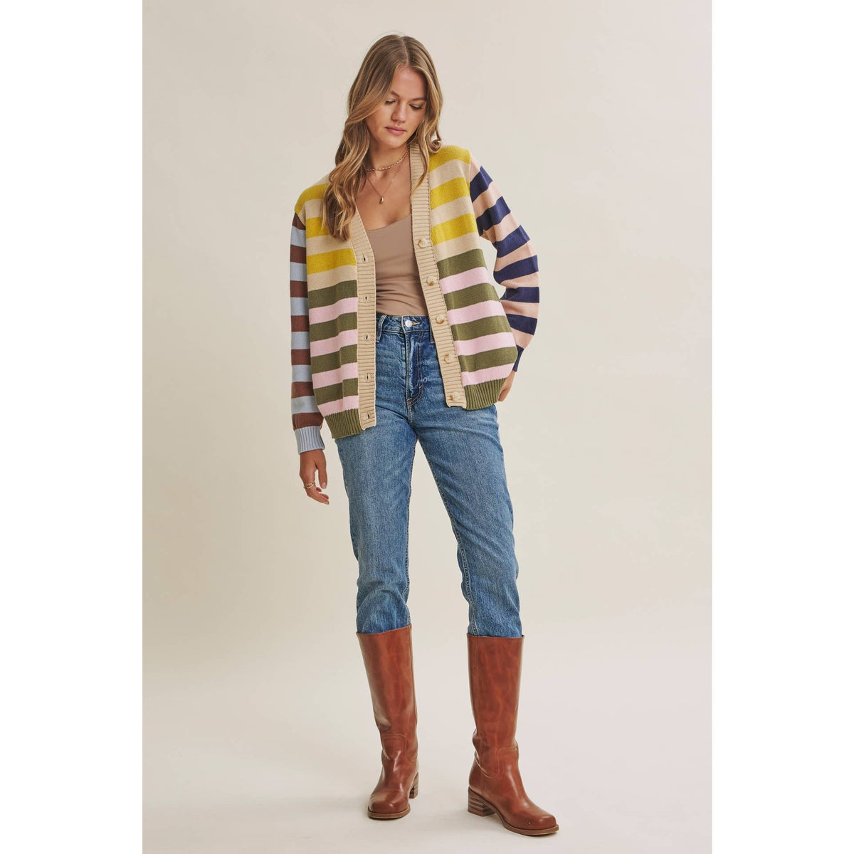Sally Colorblock Striped Cardigan