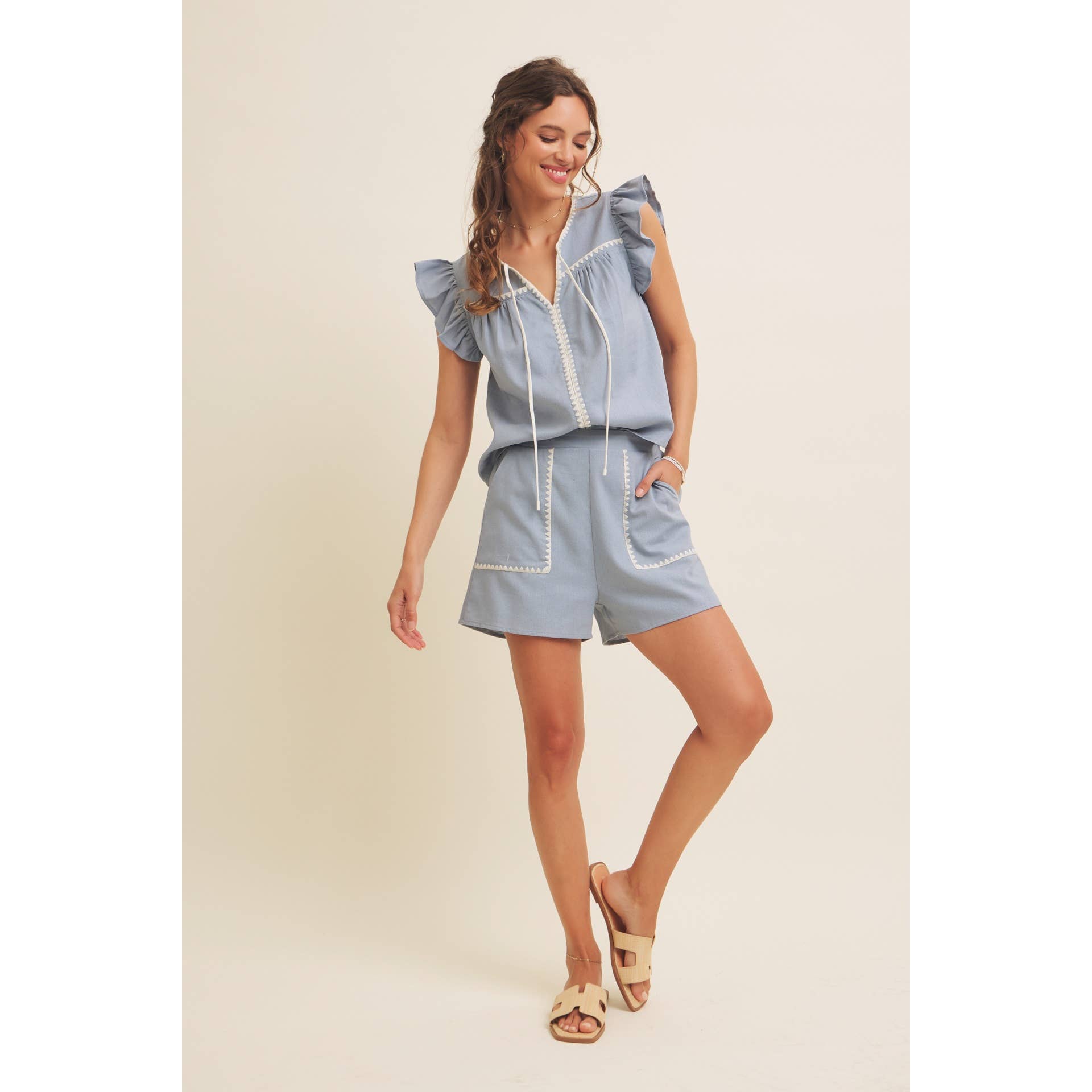 Riley Embroidered Linen Shorts