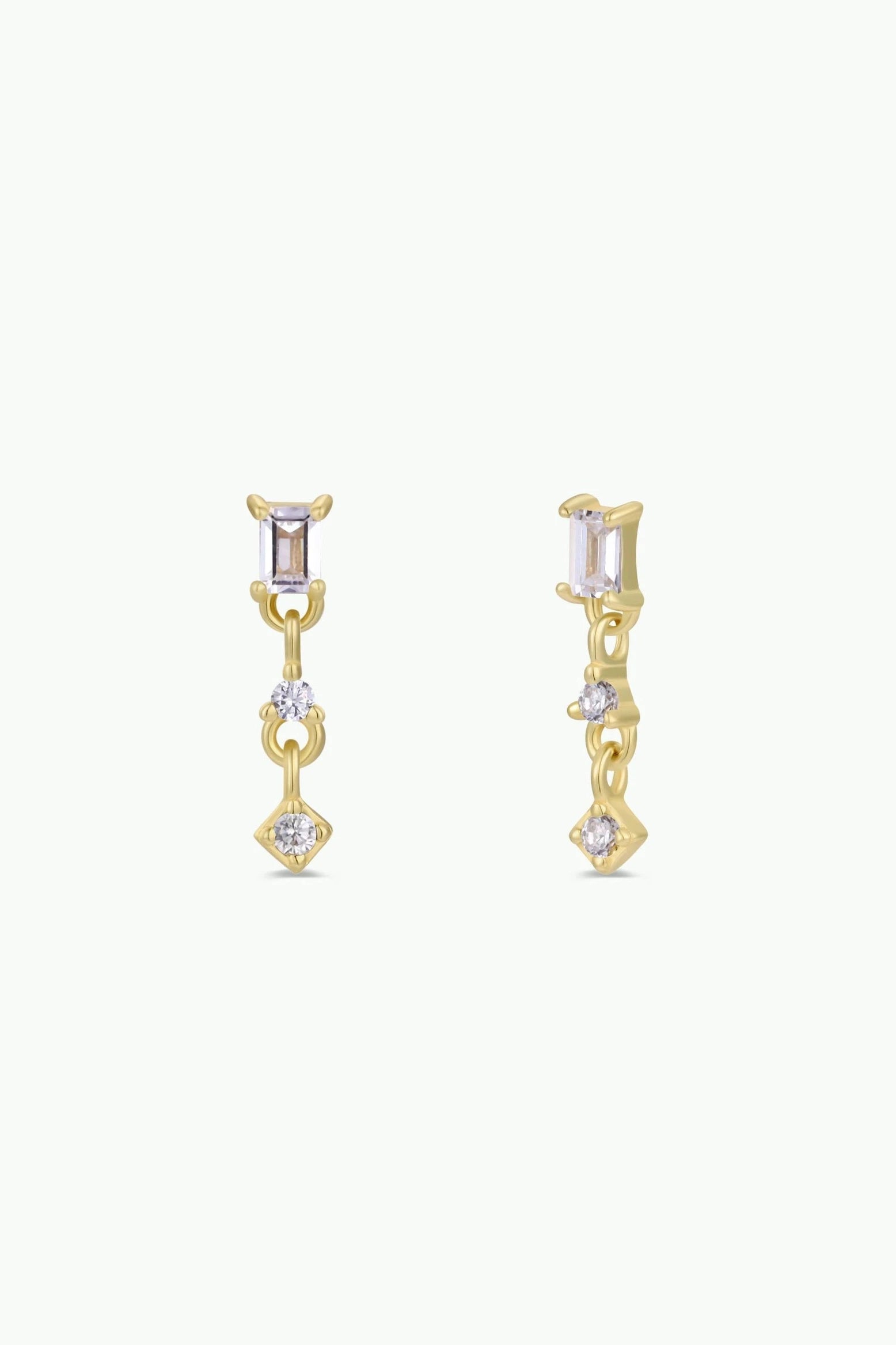 Mini Baguette Drop Earrings