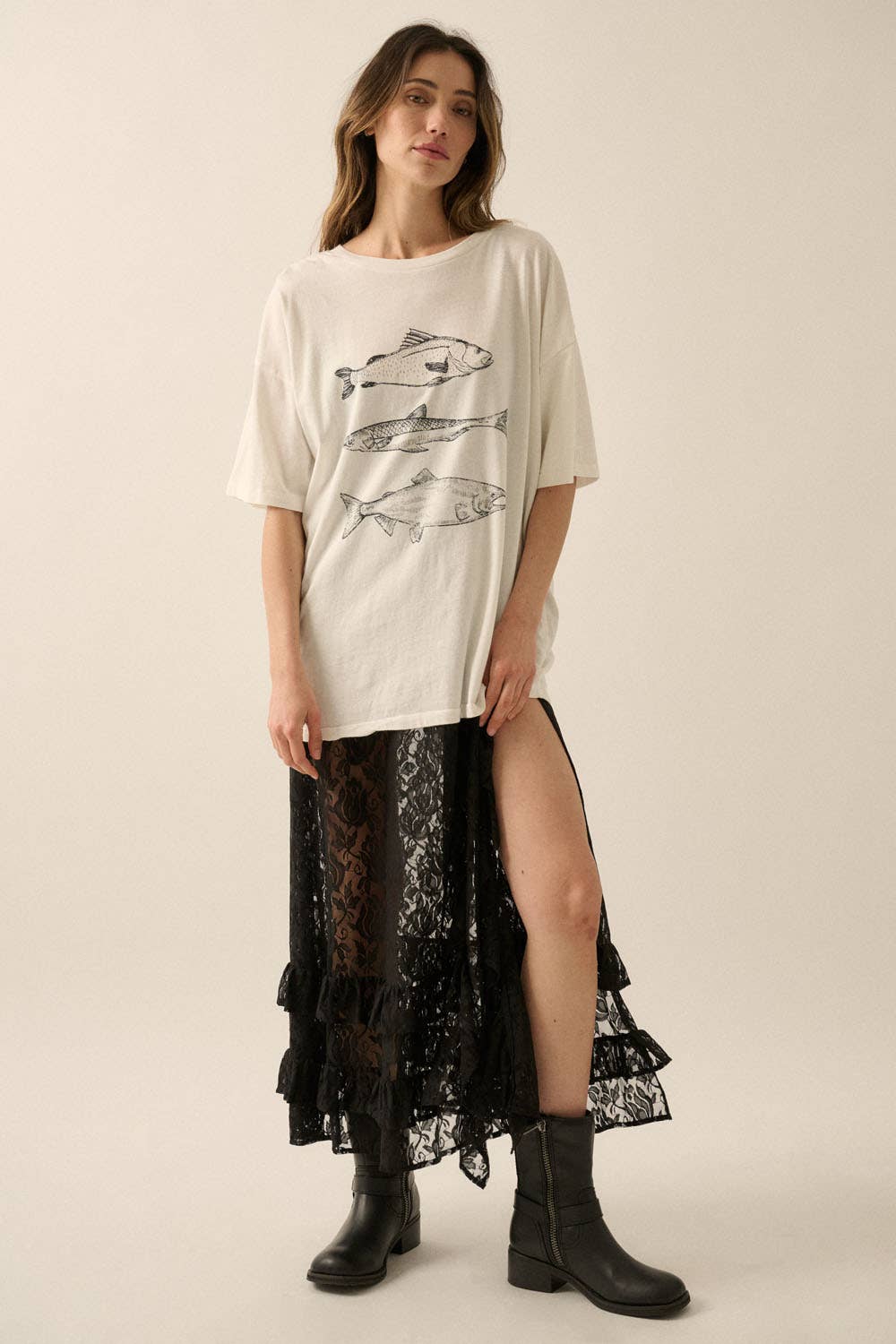 Fishes Vintage Oversized Graphic Tee