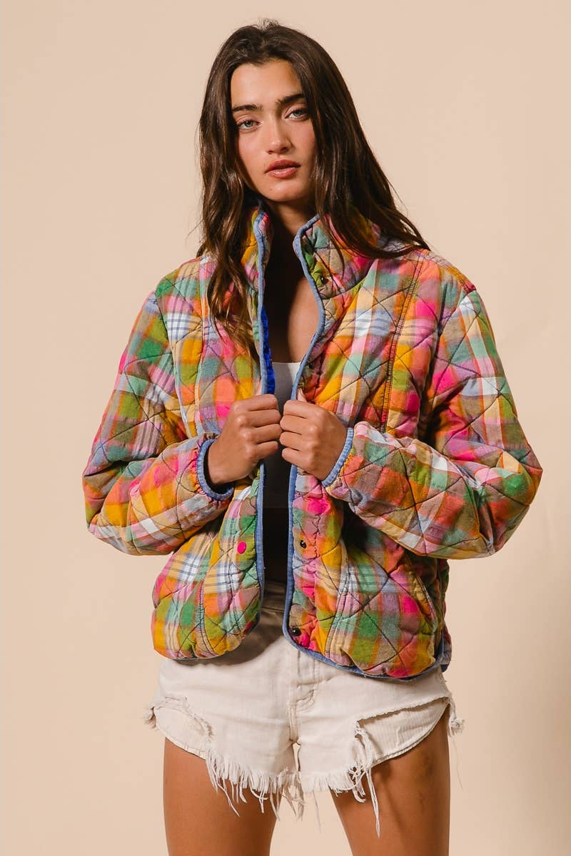 Dahlia Vintage Plaid Quilted Jacket