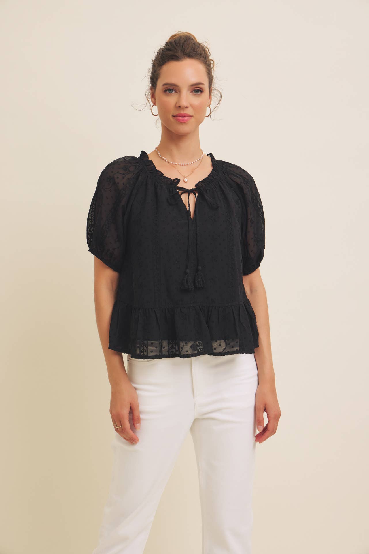 Alicia Embroidered Chiffon Top