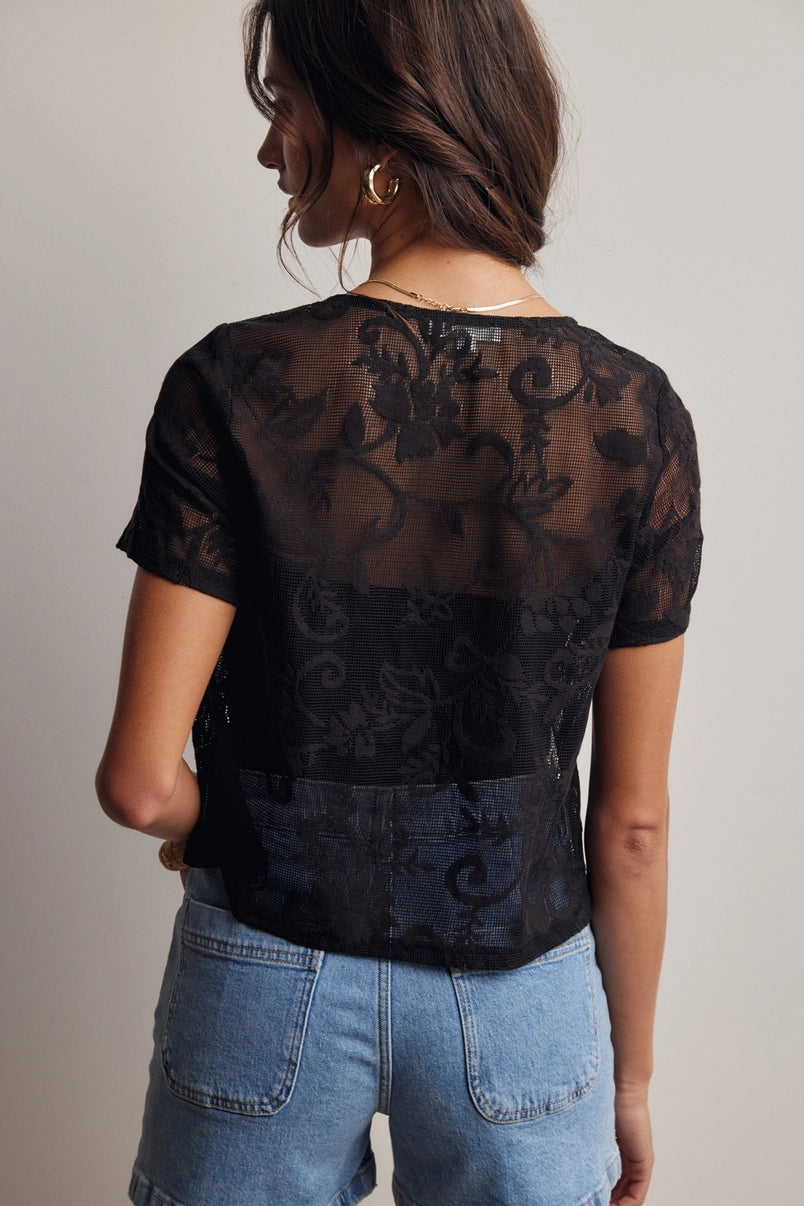 Zara Lace Tie-Front Top