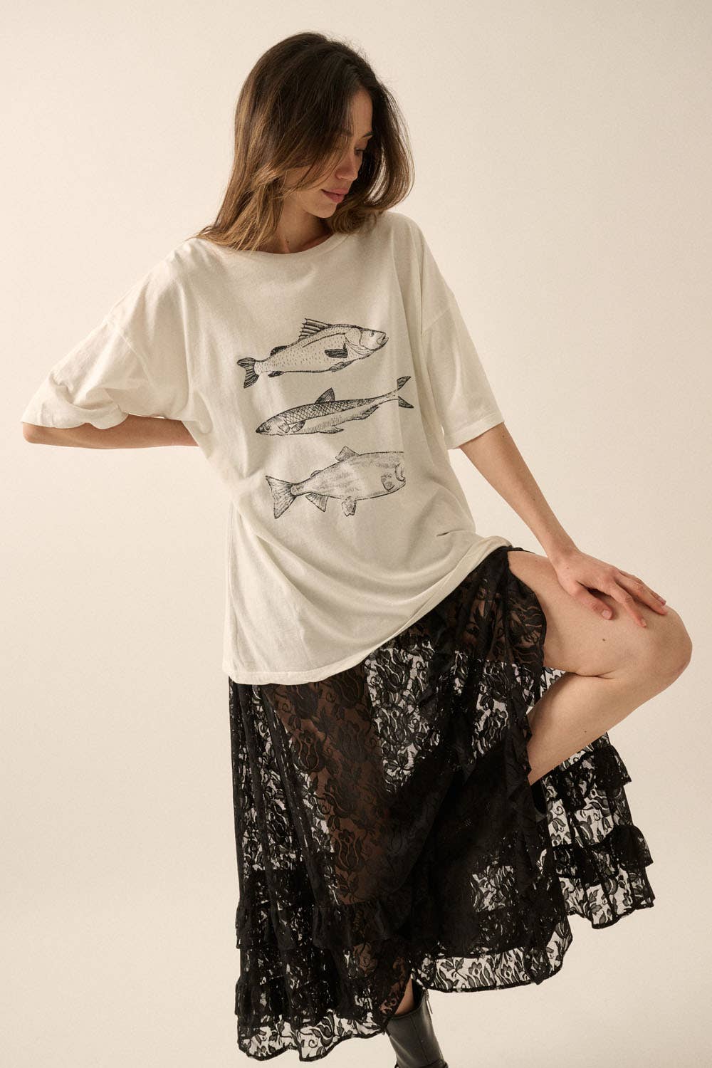 Fishes Vintage Oversized Graphic Tee