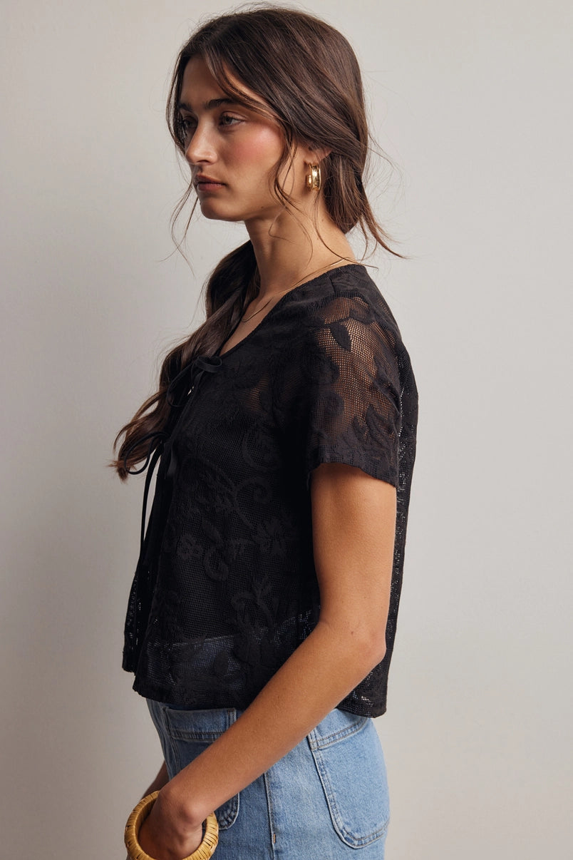 Zara Lace Tie-Front Top