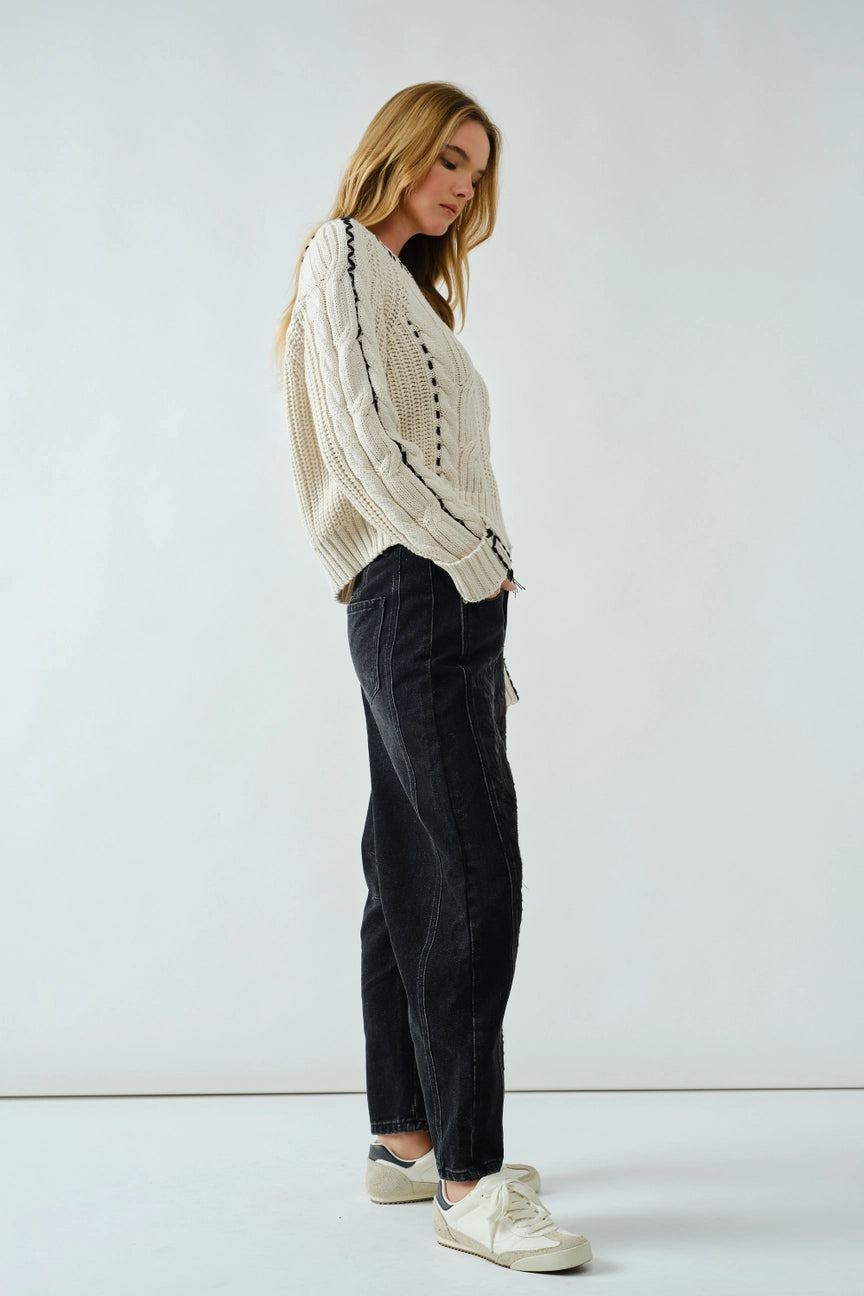 Norah Embroidered Barrel Pants