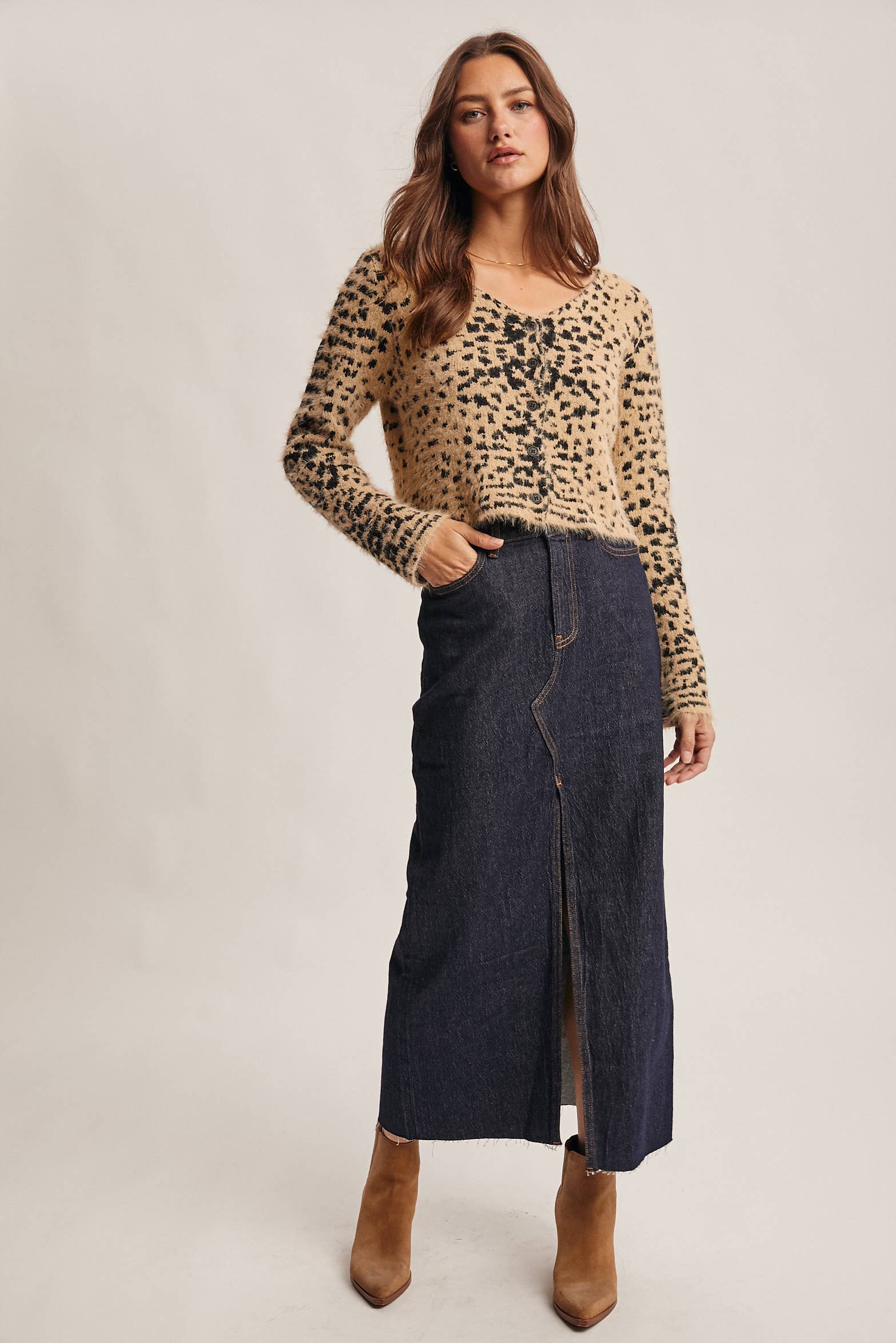 Hanna Fuzzy Leopard Cardigan