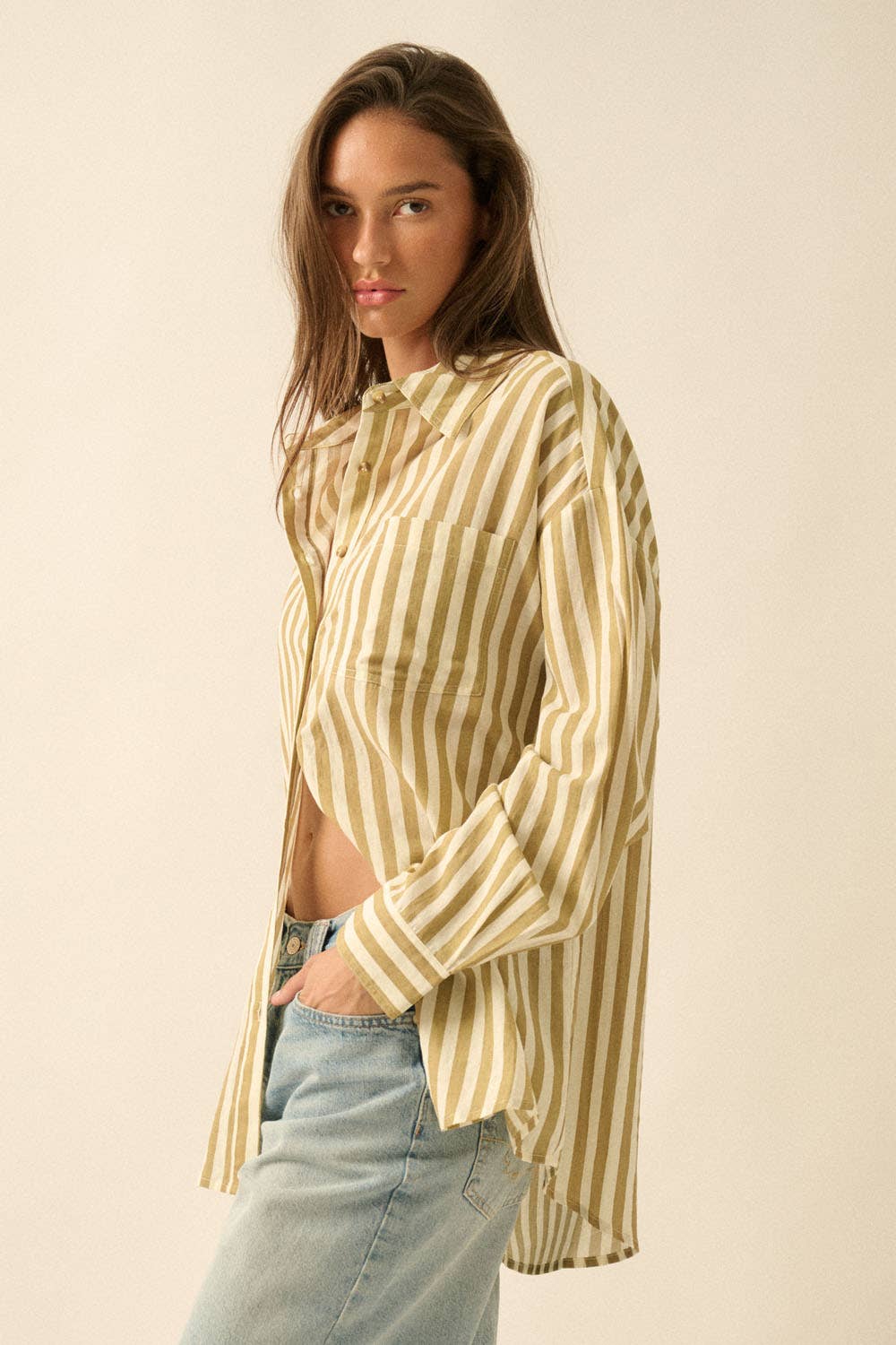 Savannah Oversized Striped Button Down