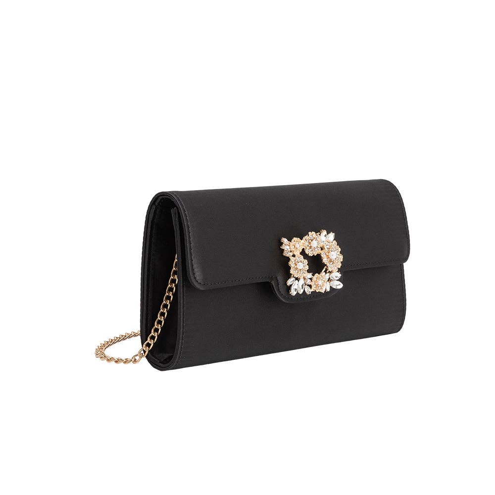 Elodie Black Satin Crossbody Bag